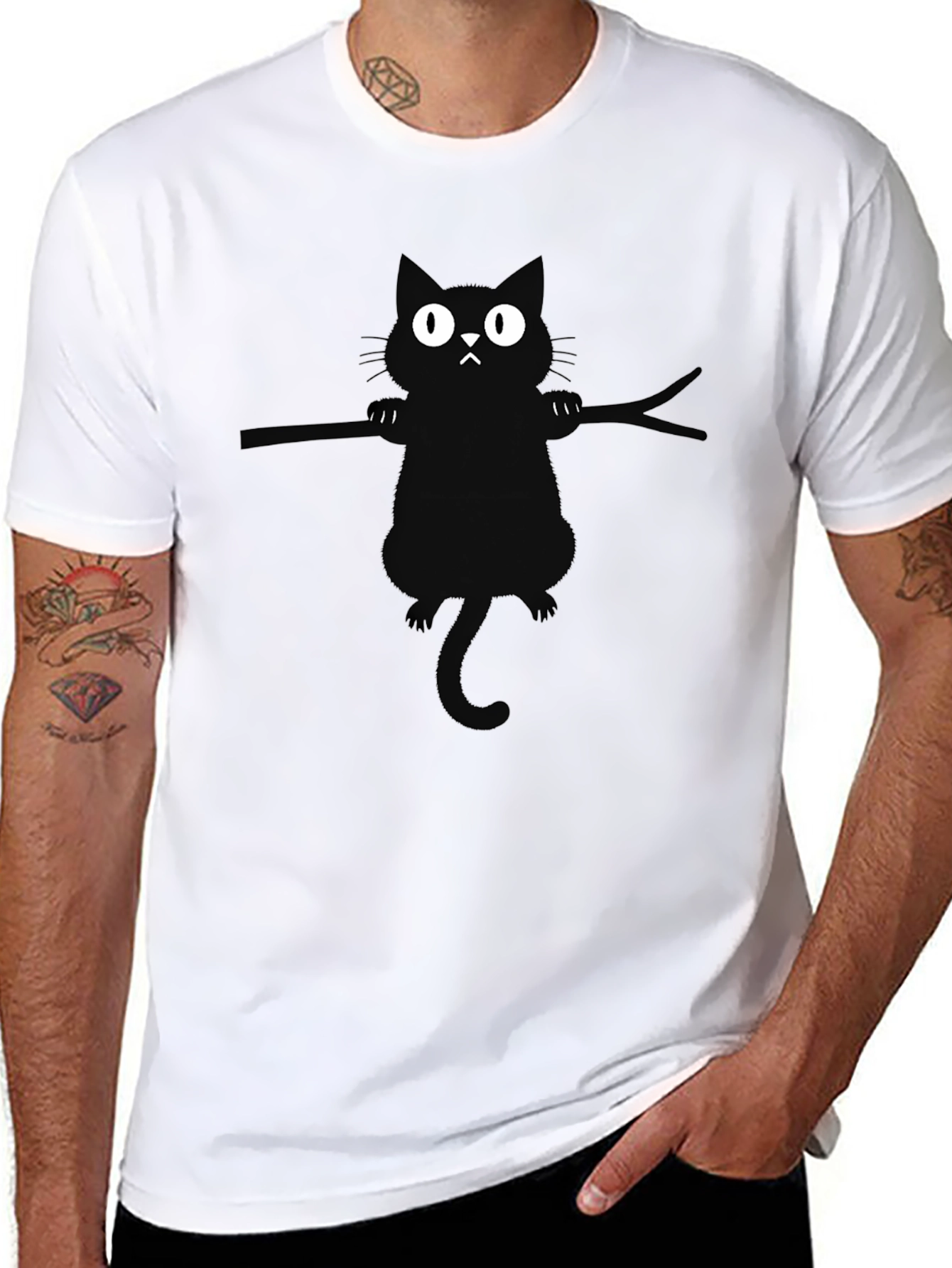 Black Cat Branch Graphic T-Shirt