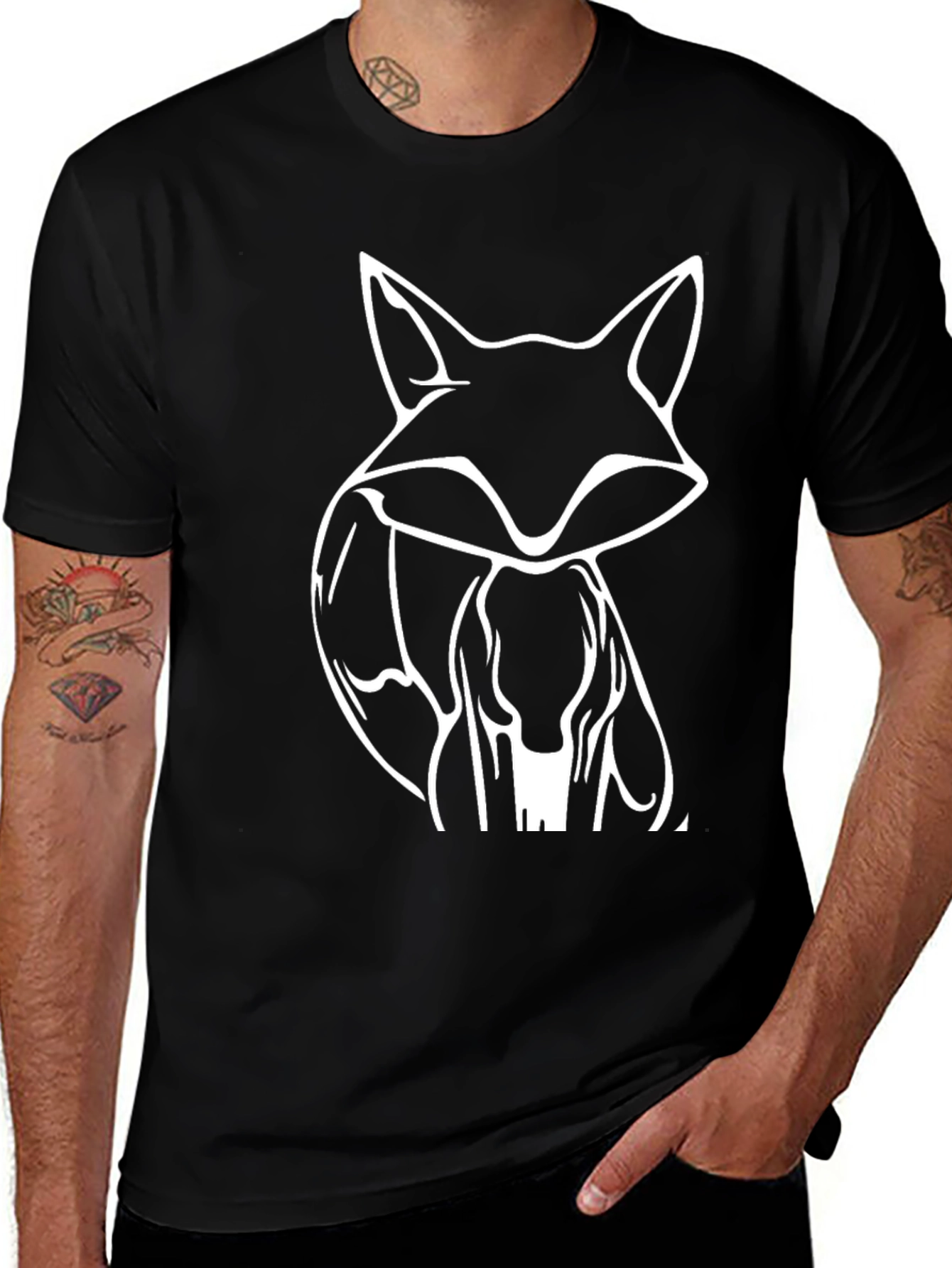 Fox Graphic Tee - Stylish Black T-Shirt