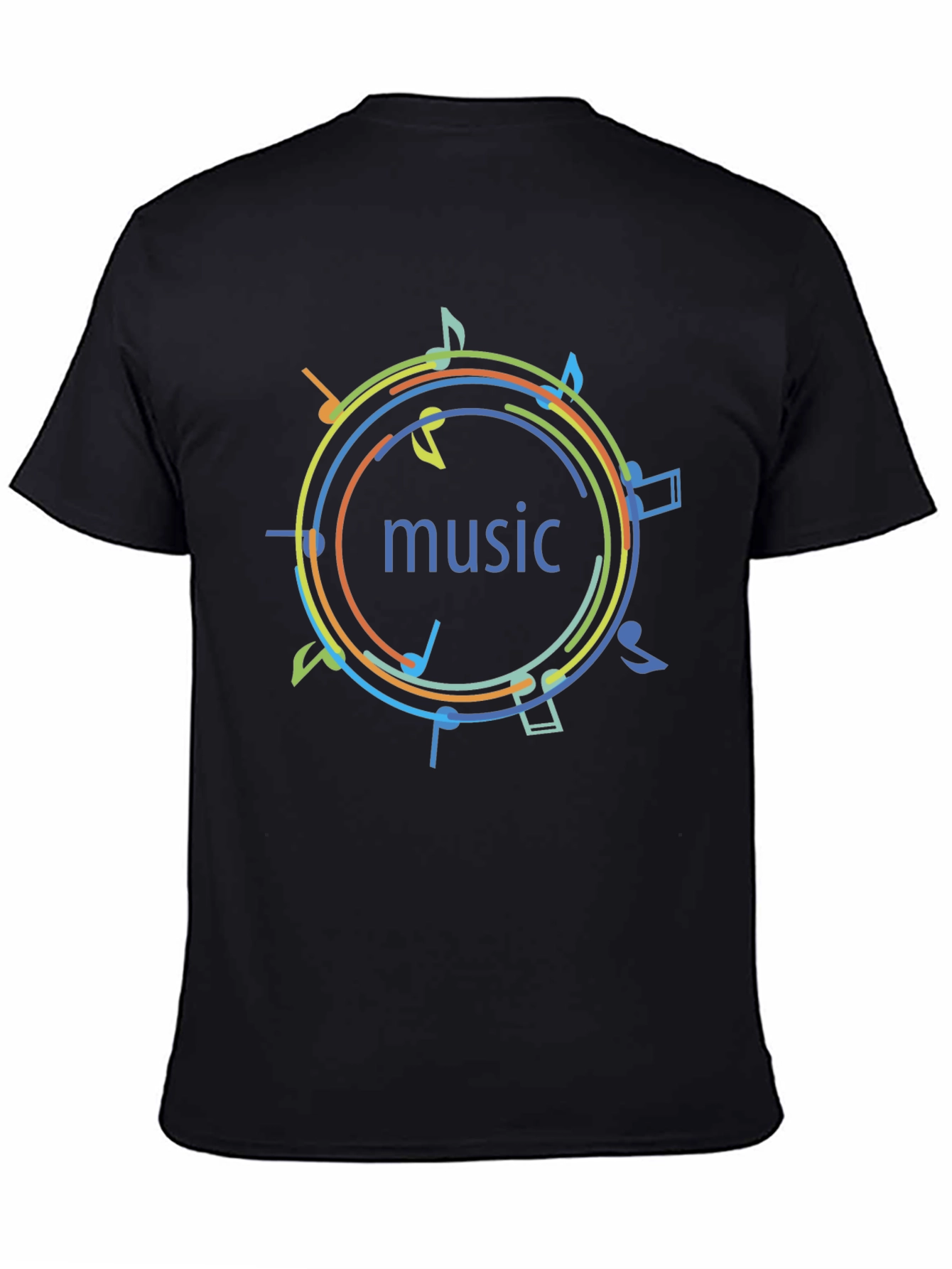 Music Notes Graphic Print T-Shirt - Black
