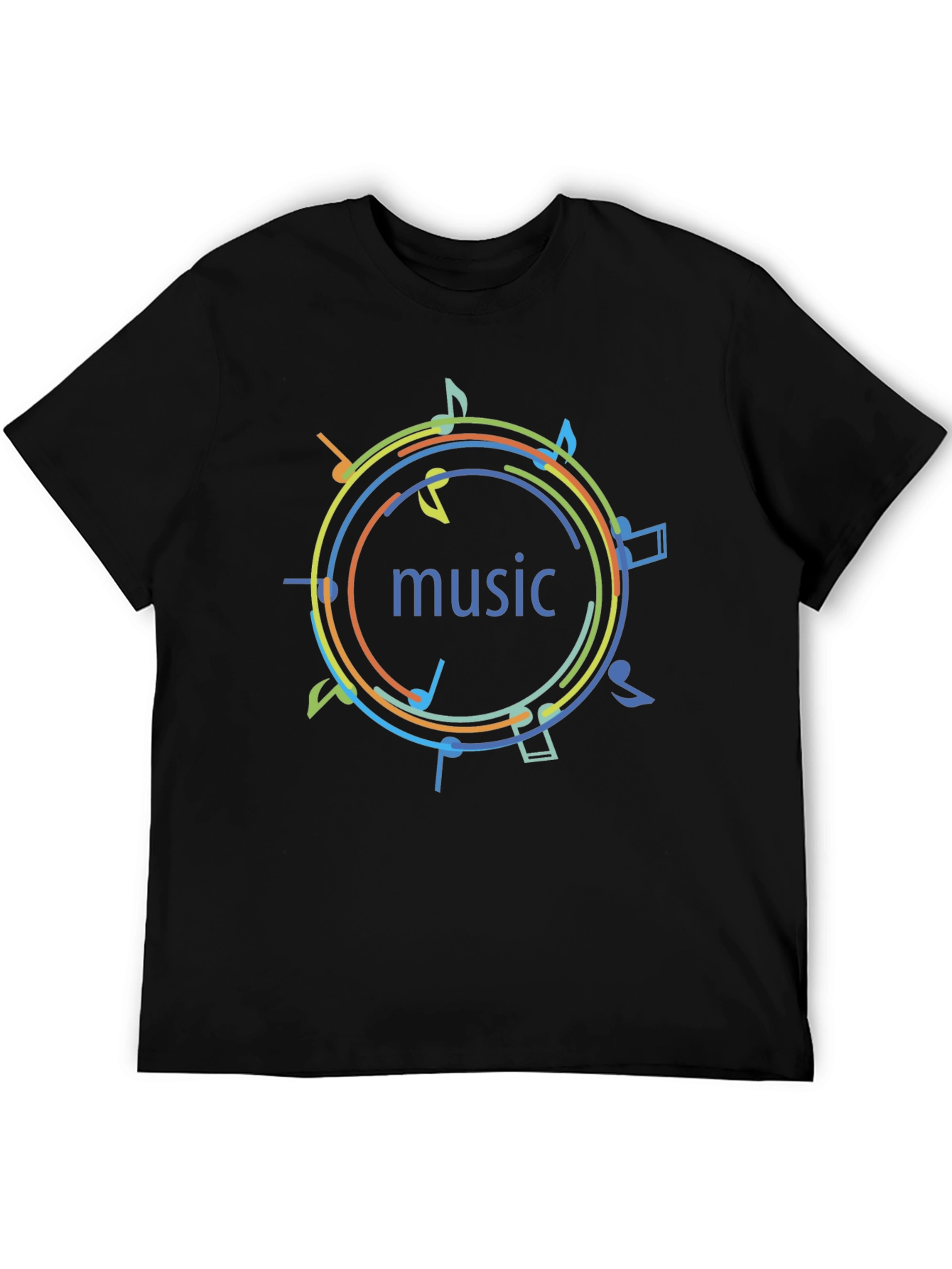 Music Notes Graphic Print T-Shirt - Black