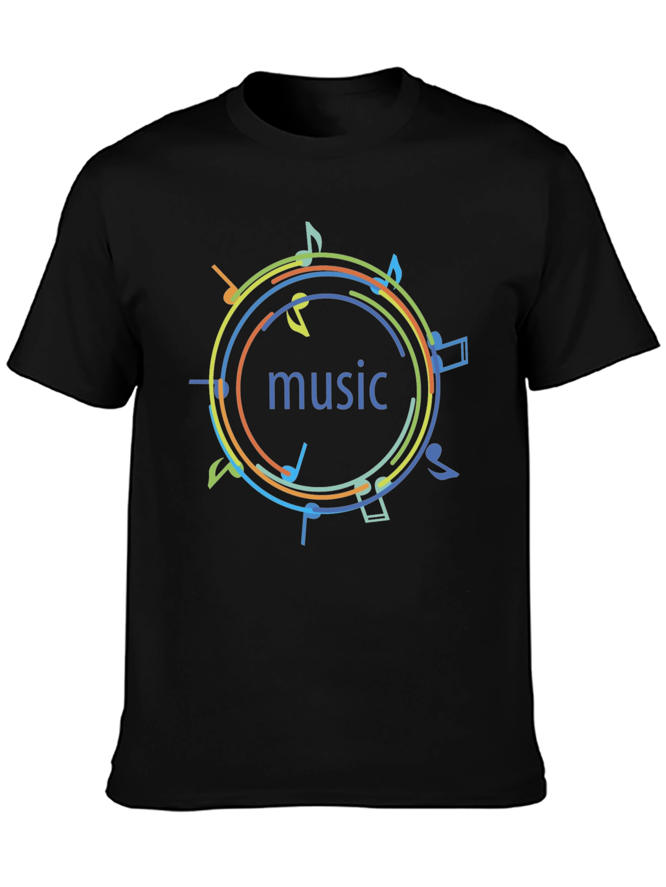 Music Notes Graphic Print T-Shirt - Black