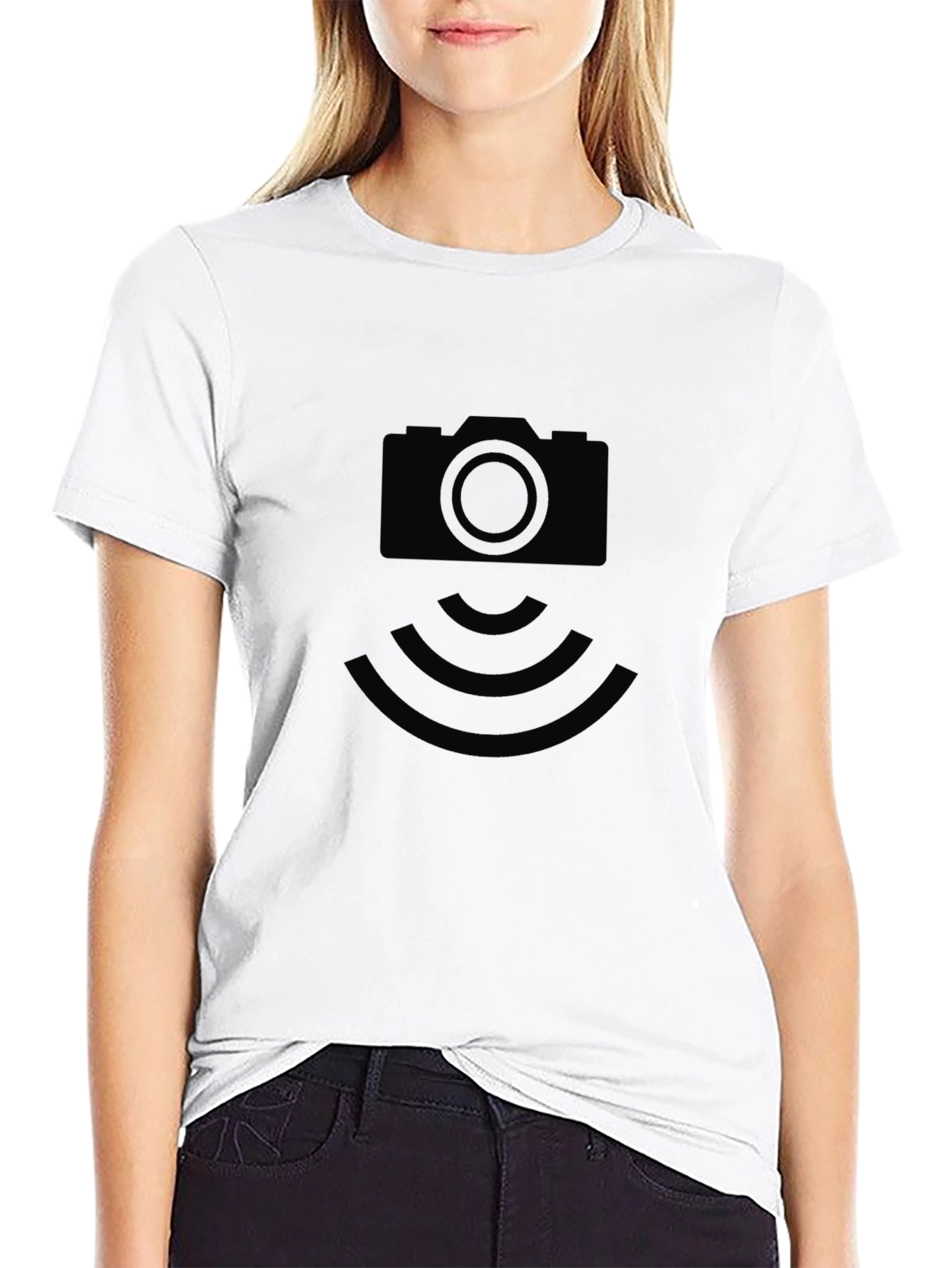 Camera Icon T-Shirt - Black Modern Design