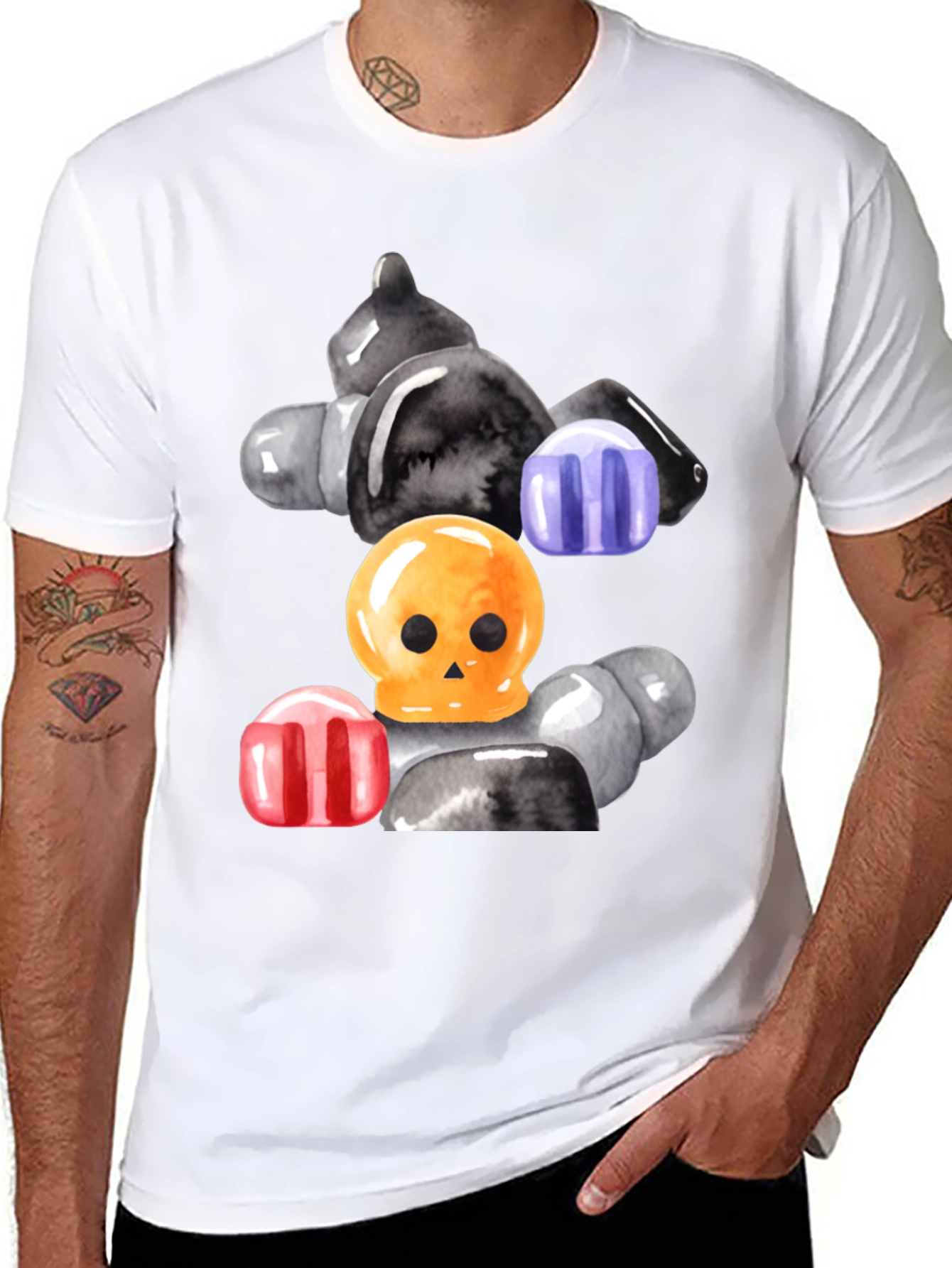 Candy Skull Graphic Tee - Spooky Sweet Style!