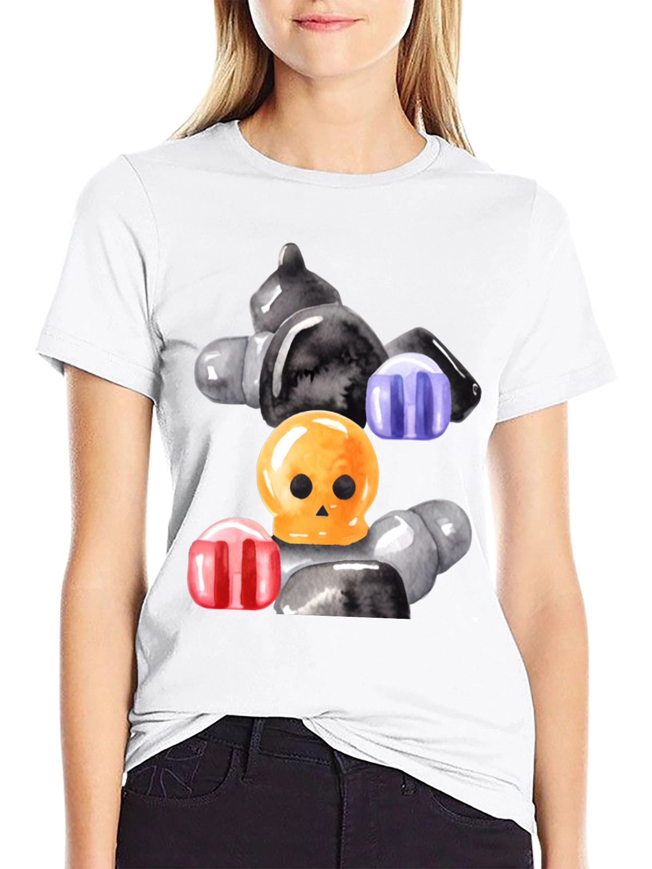 Candy Skull Graphic Tee - Spooky Sweet Style!