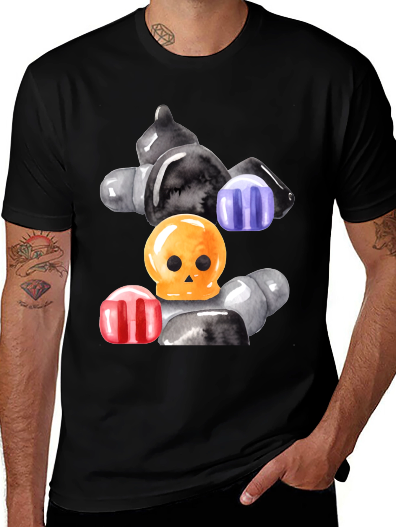Candy Skull Graphic Tee - Spooky Sweet Style!