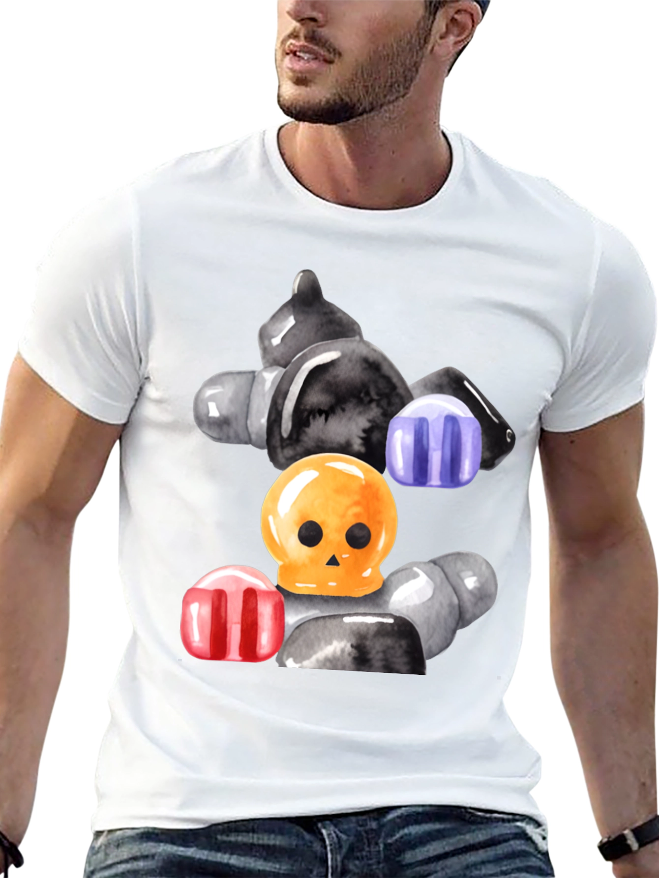 Candy Skull Graphic Tee - Spooky Sweet Style!