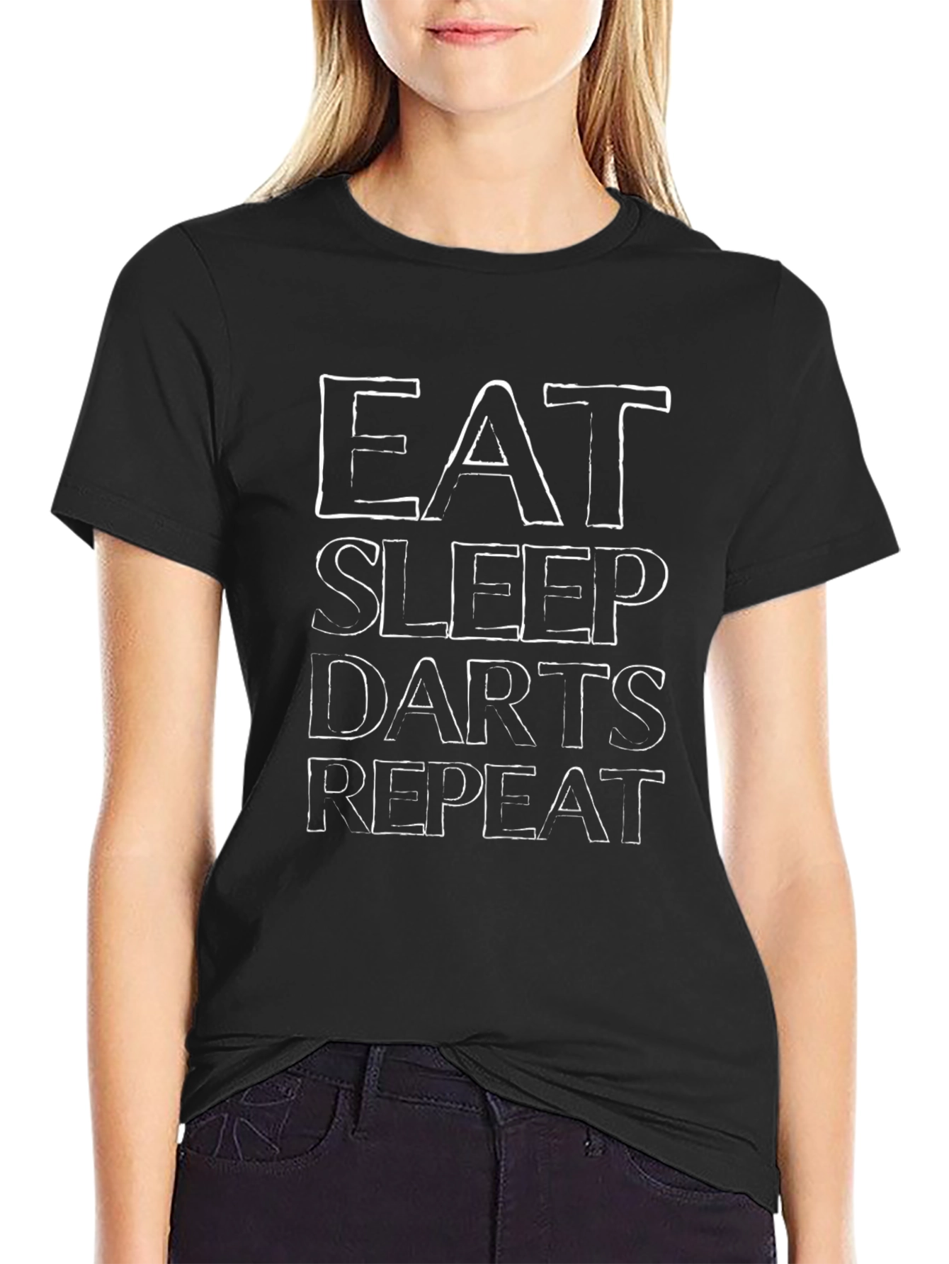 Eat Sleep Darts Repeat Black T-Shirt
