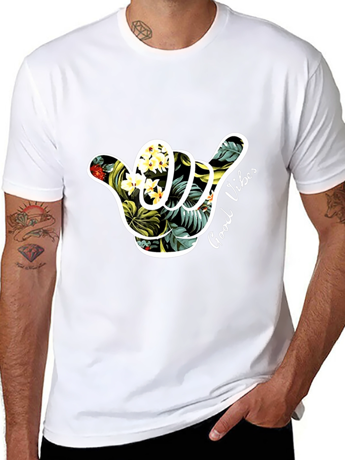 Tropical Vibes Graphic Tee - Black