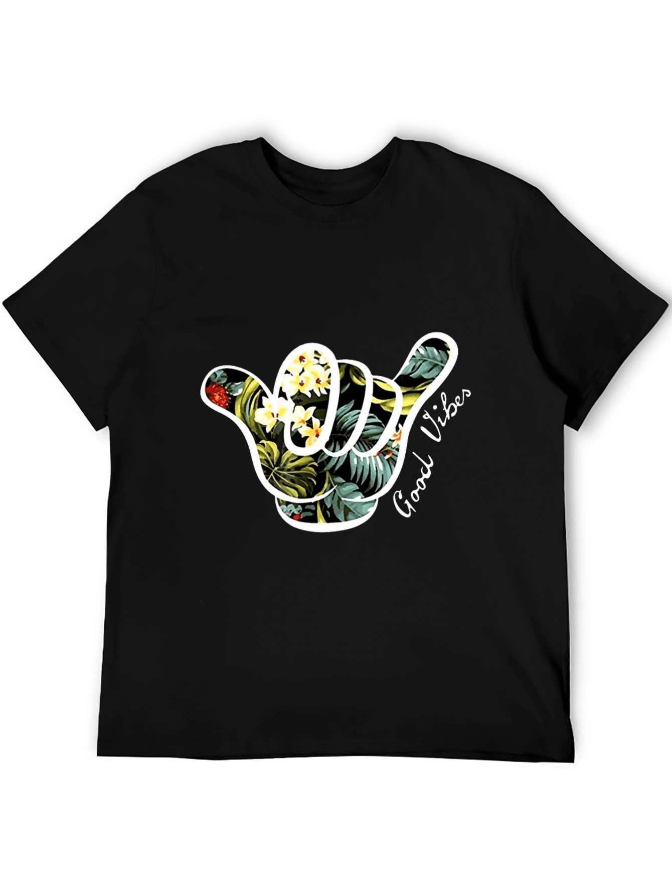 Tropical Vibes Graphic Tee - Black