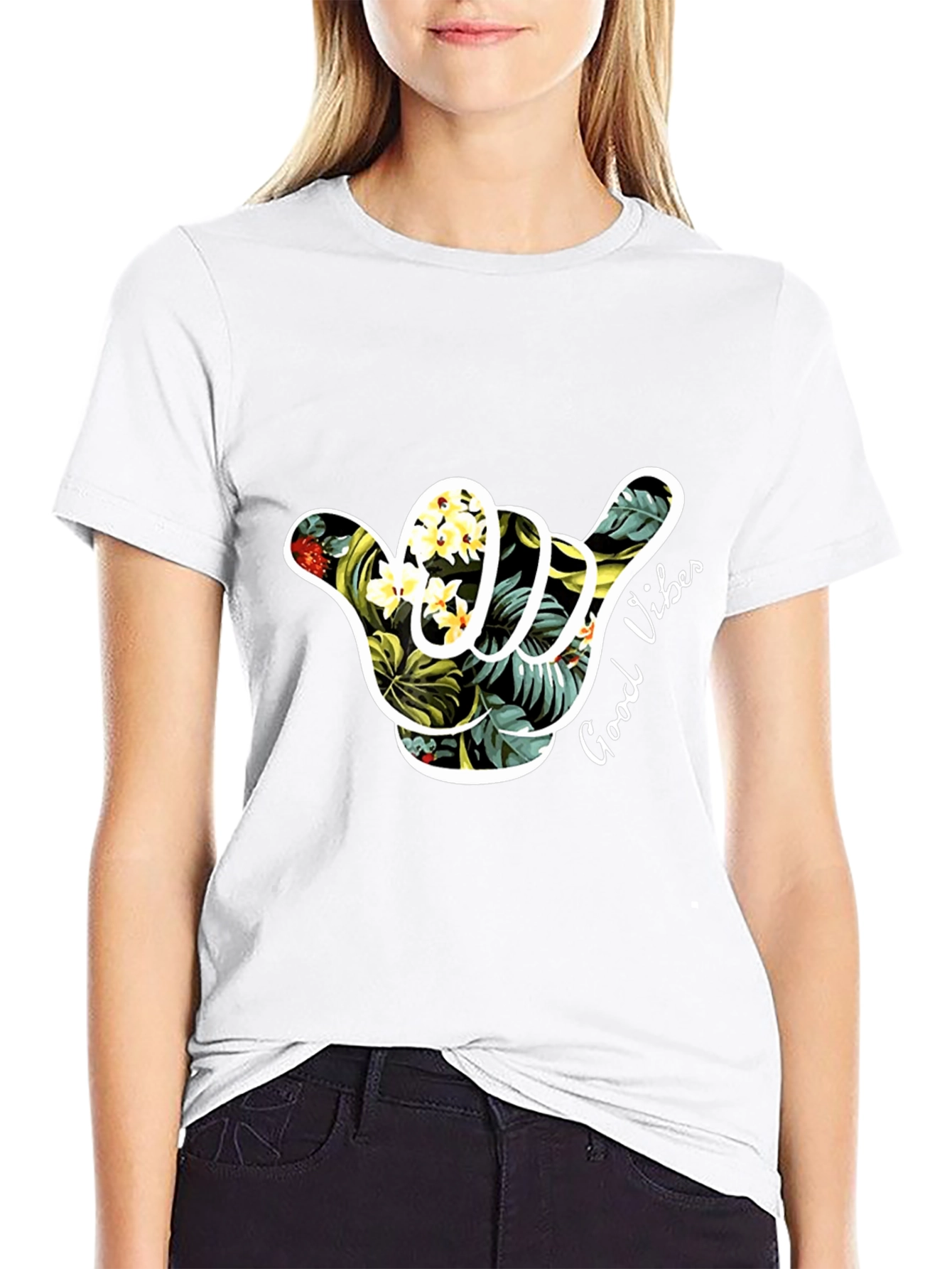 Tropical Vibes Graphic Tee - Black