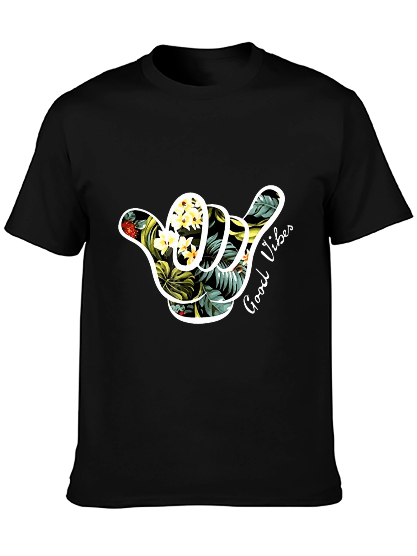 Tropical Vibes Graphic Tee - Black