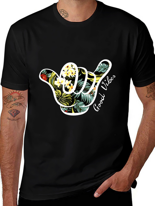 Tropical Vibes Graphic Tee - Black