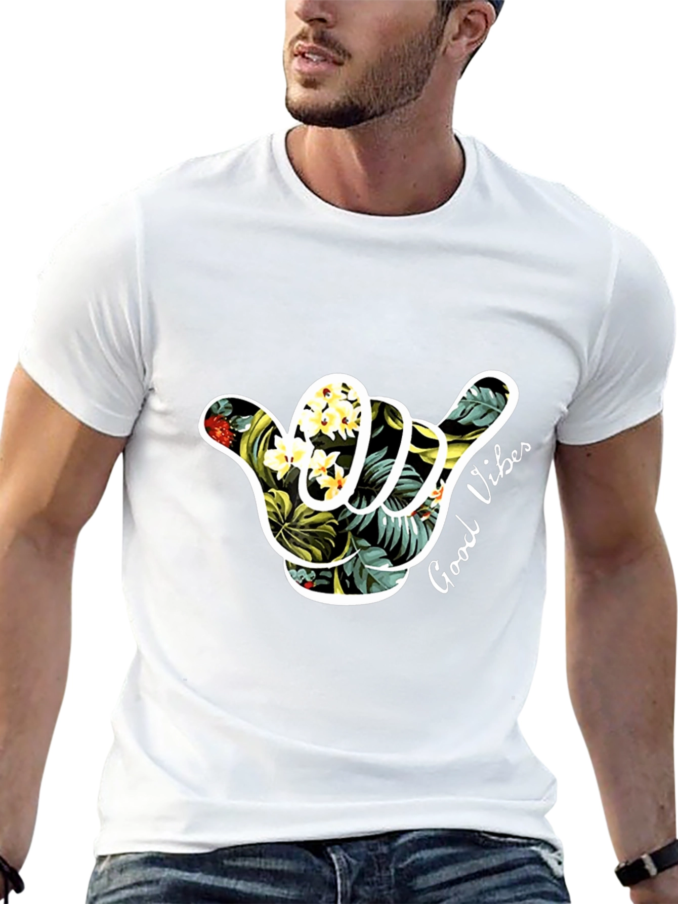 Tropical Vibes Graphic Tee - Black