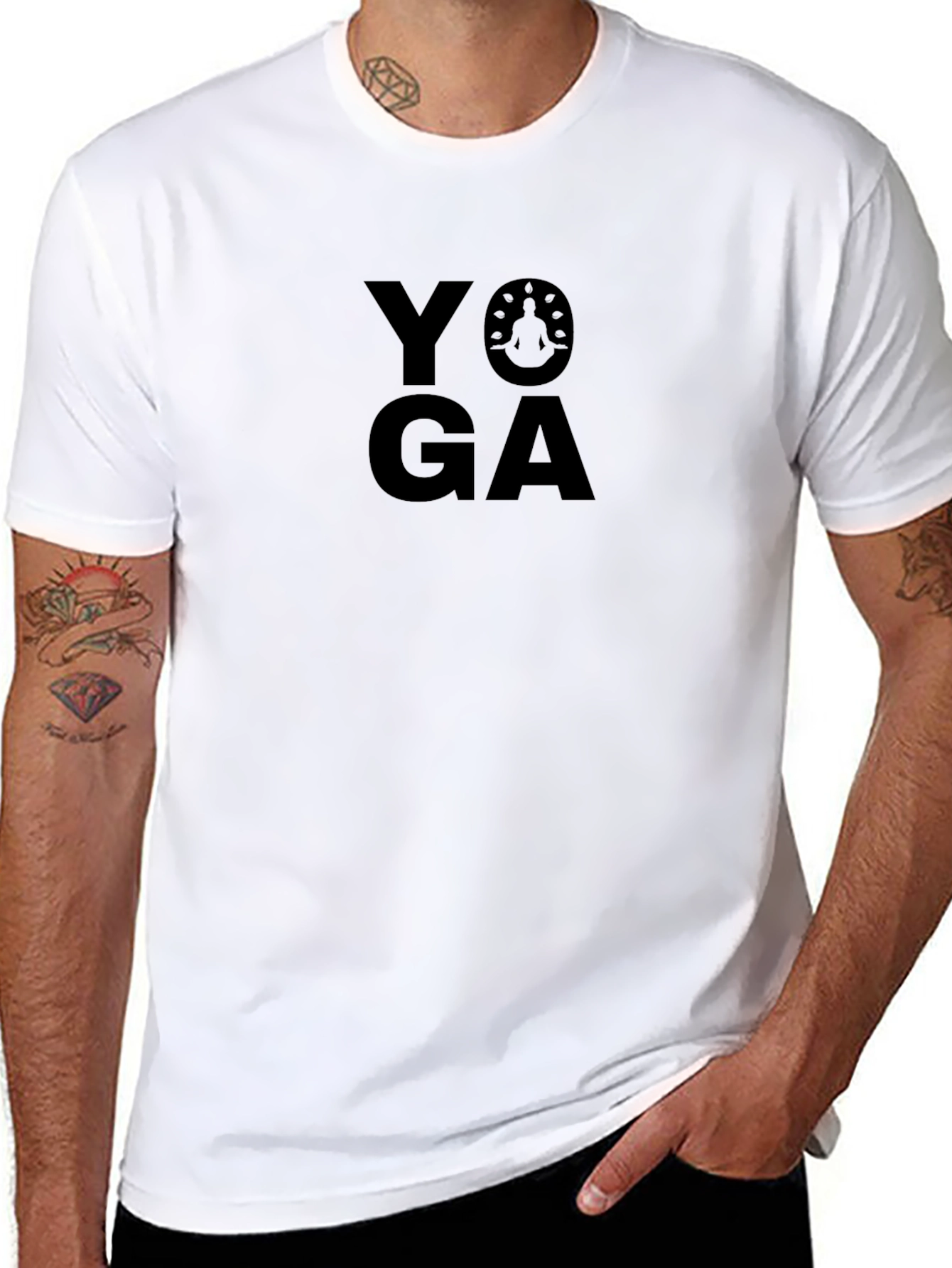 Yoga Graphic Print Black T-Shirt