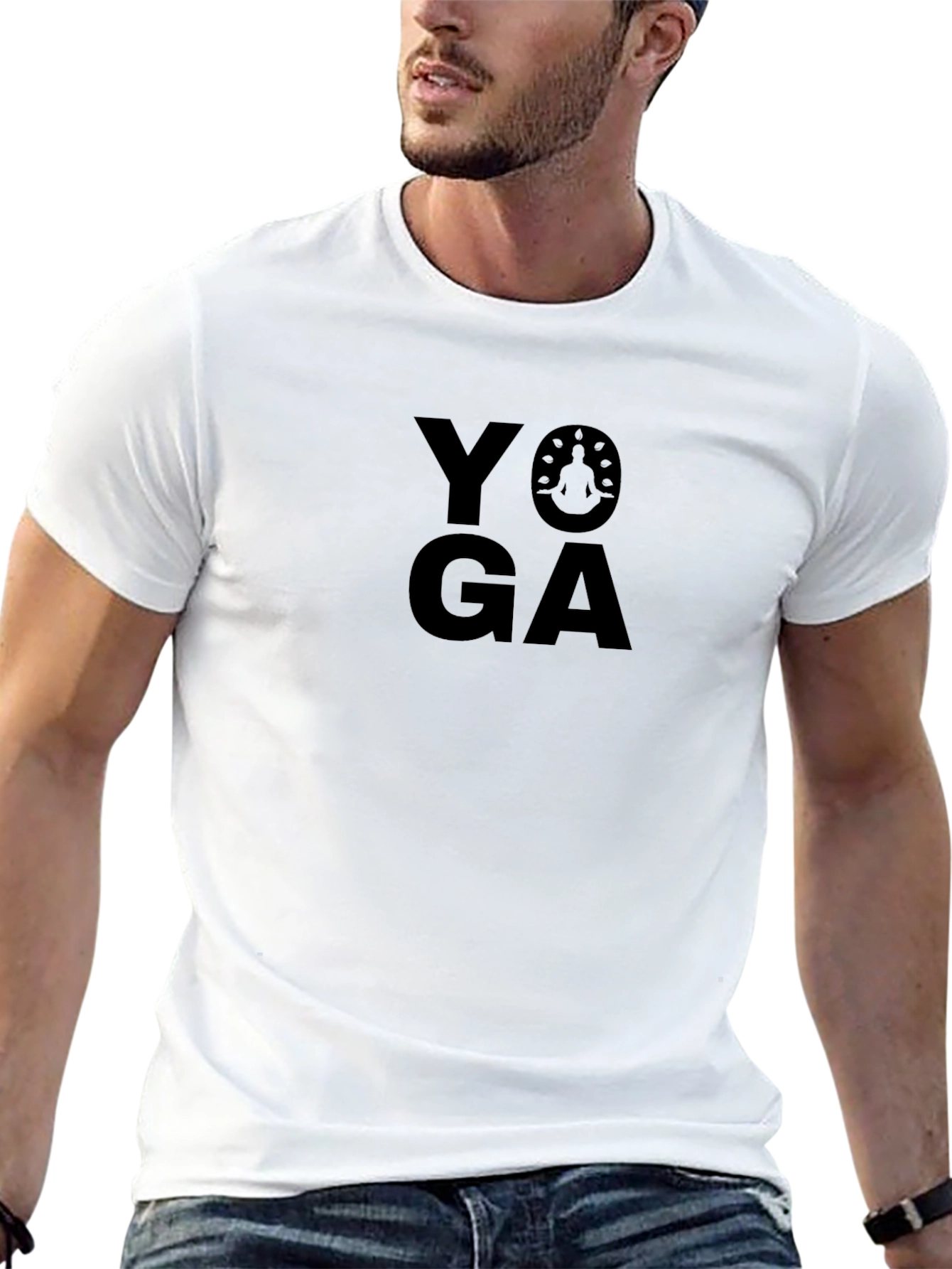 Yoga Graphic Print Black T-Shirt