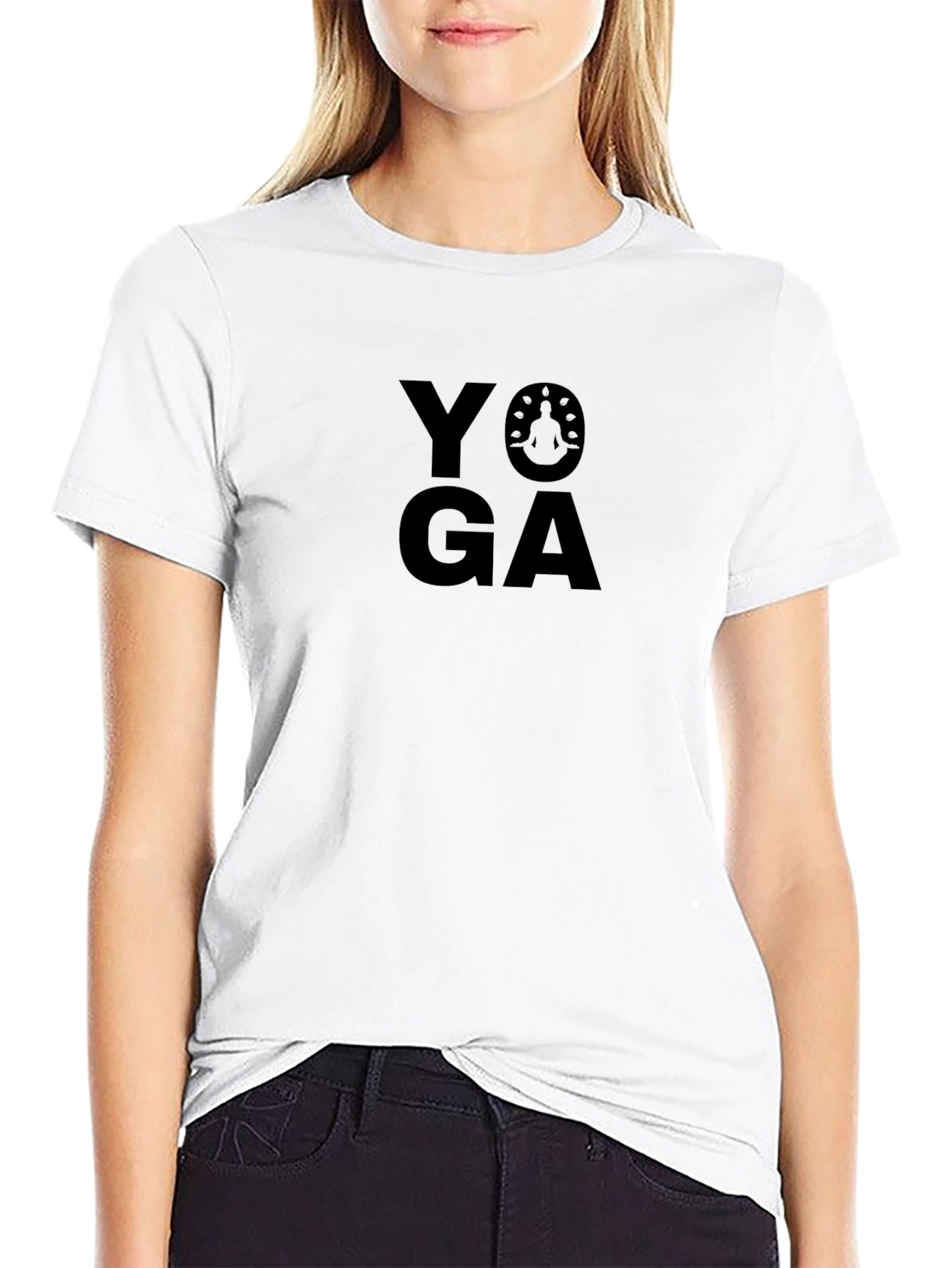 Yoga Graphic Print Black T-Shirt