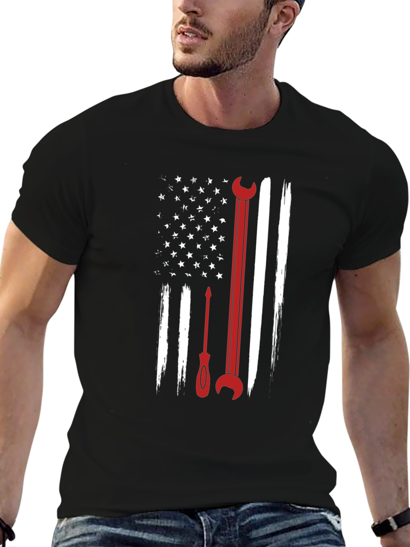 American Flag Mechanic T-Shirt