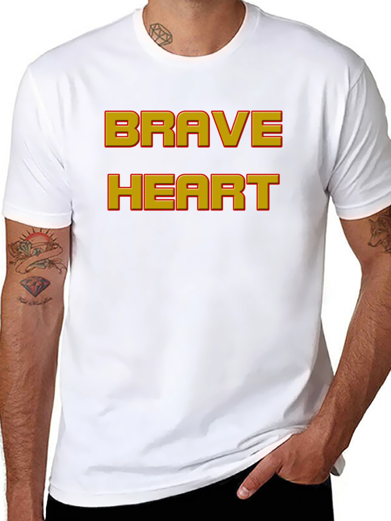 Brave Heart Graphic Print Black T-Shirt