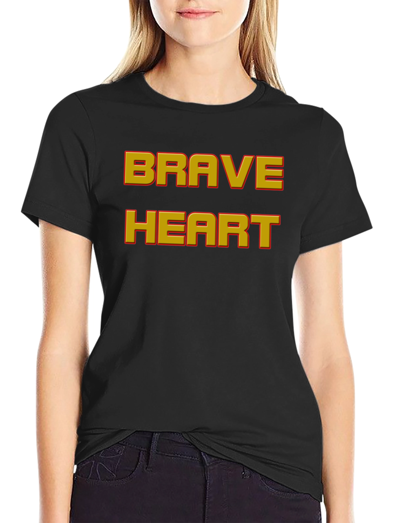 Brave Heart Graphic Print Black T-Shirt