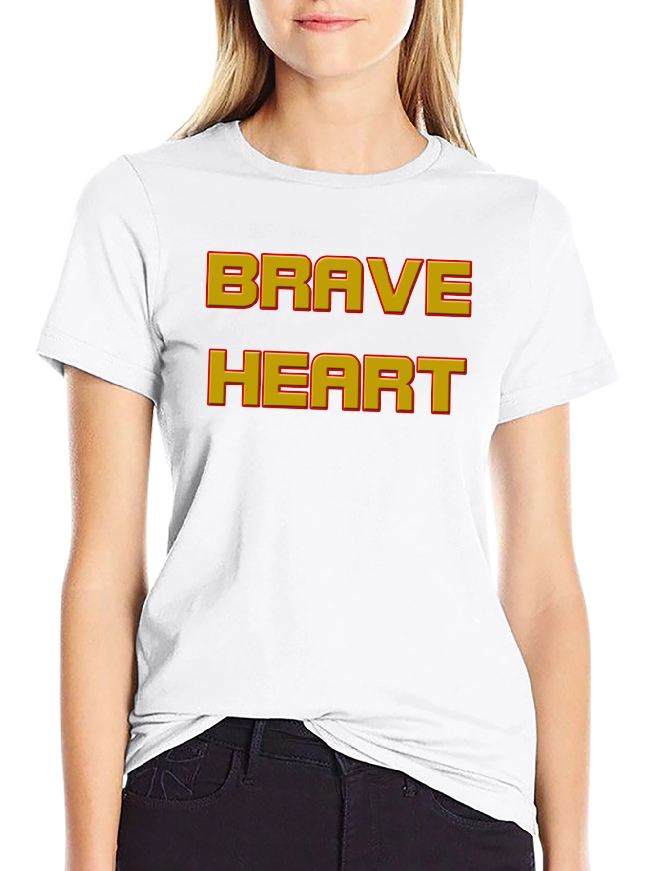 Brave Heart Graphic Print Black T-Shirt