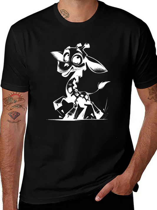 Black Giraffe Cartoon Graphic Tee