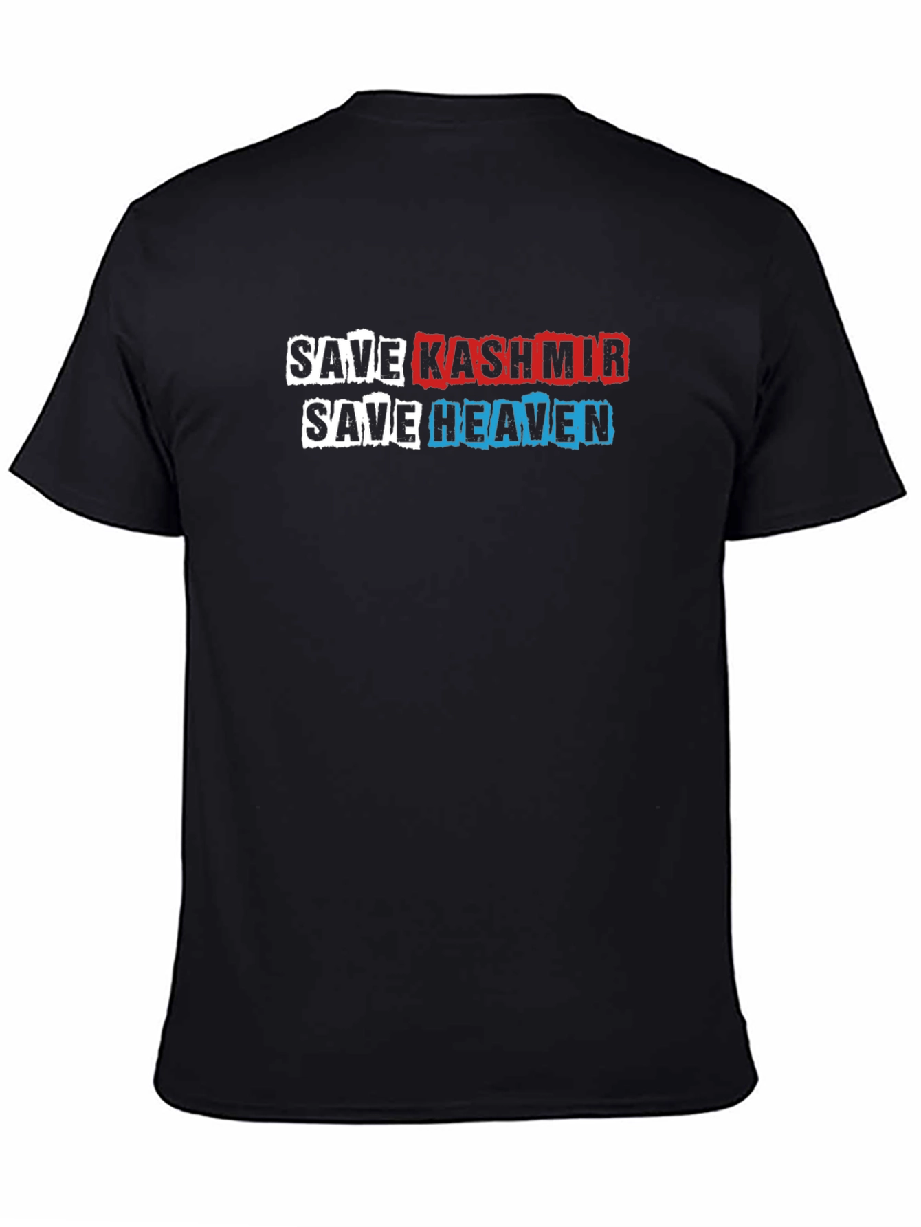 Save Kashmir Save Heaven Graphic Print Black T-Shirt