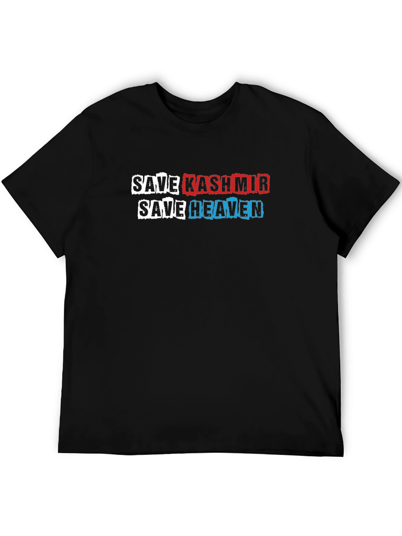 Save Kashmir Save Heaven Graphic Print Black T-Shirt
