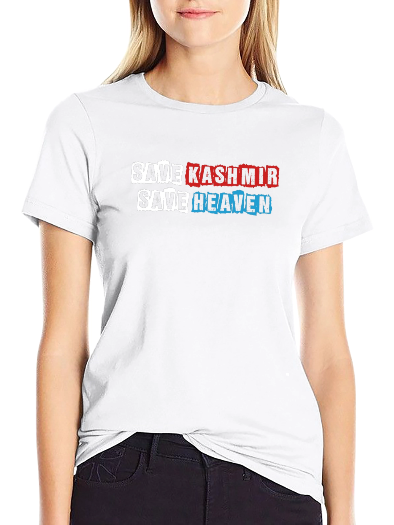 Save Kashmir Save Heaven Graphic Print Black T-Shirt
