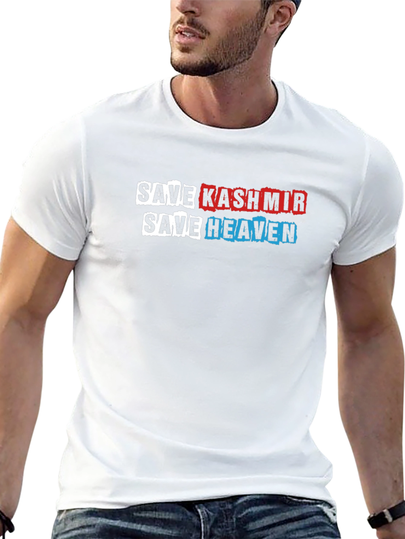 Save Kashmir Save Heaven Graphic Print Black T-Shirt