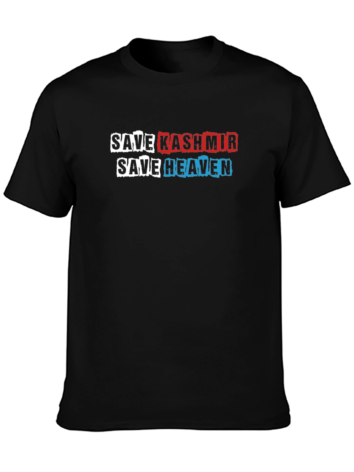 Save Kashmir Save Heaven Graphic Print Black T-Shirt
