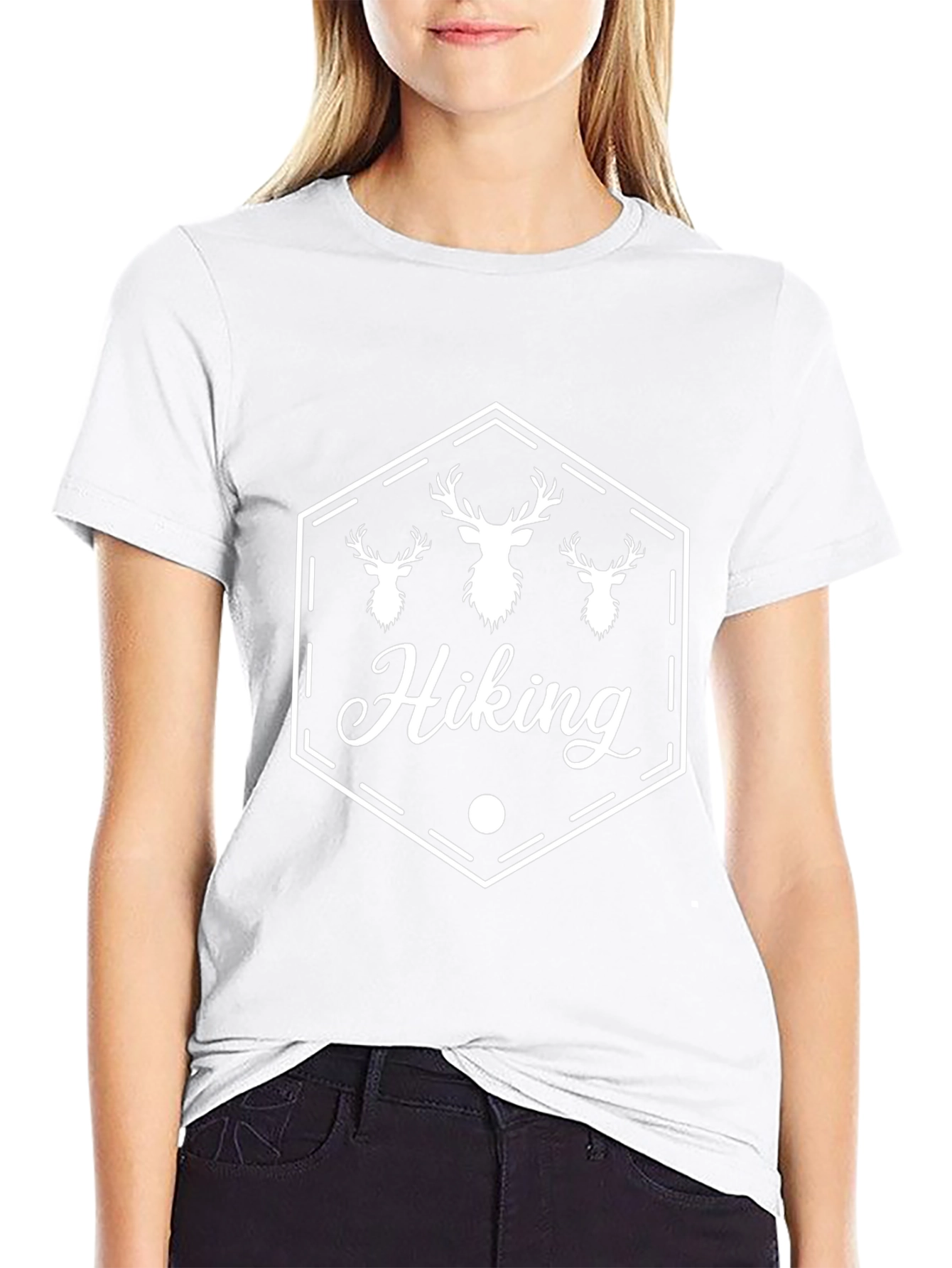Hiking Deer Graphic T-Shirt - Black