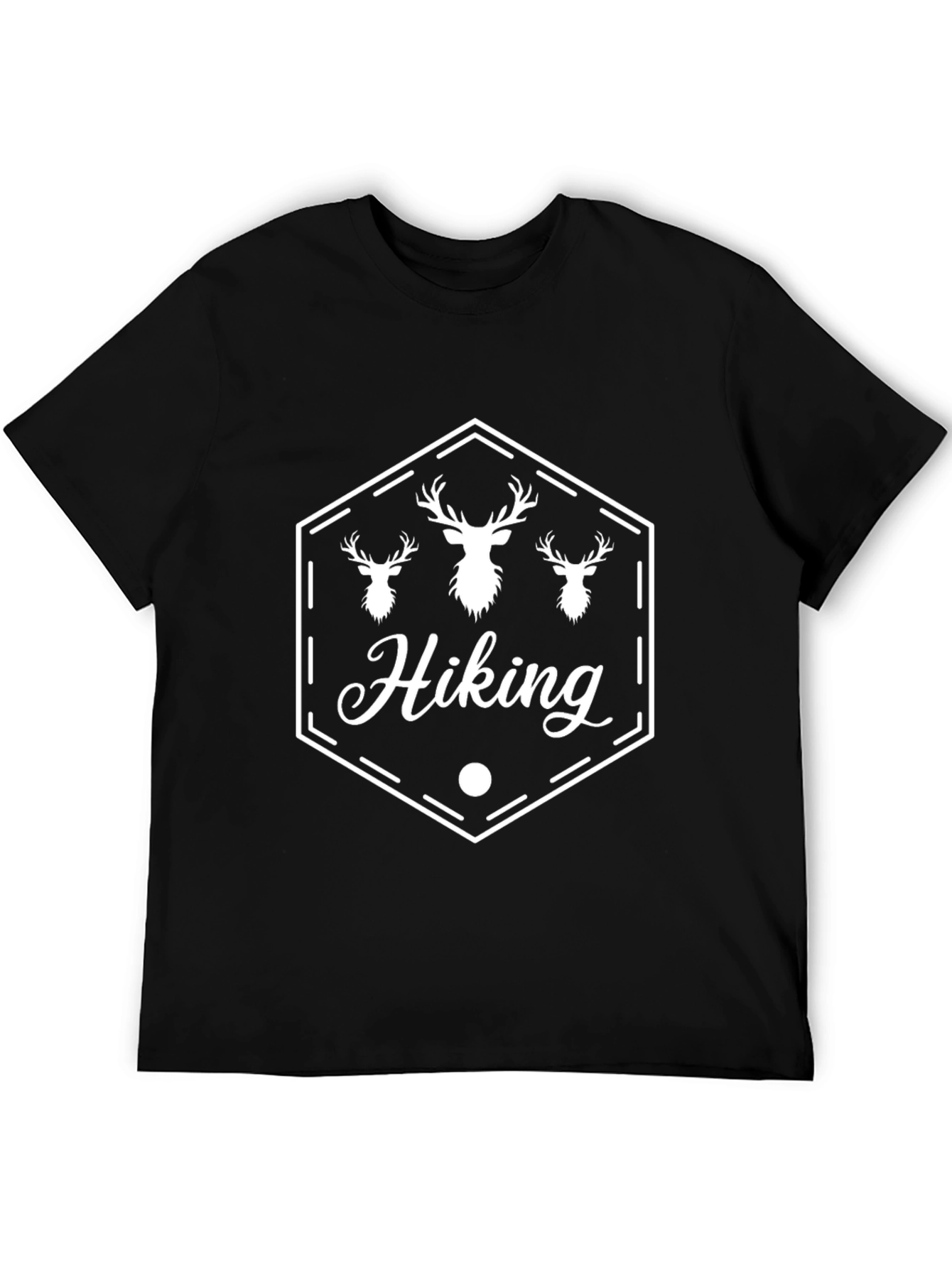 Hiking Deer Graphic T-Shirt - Black