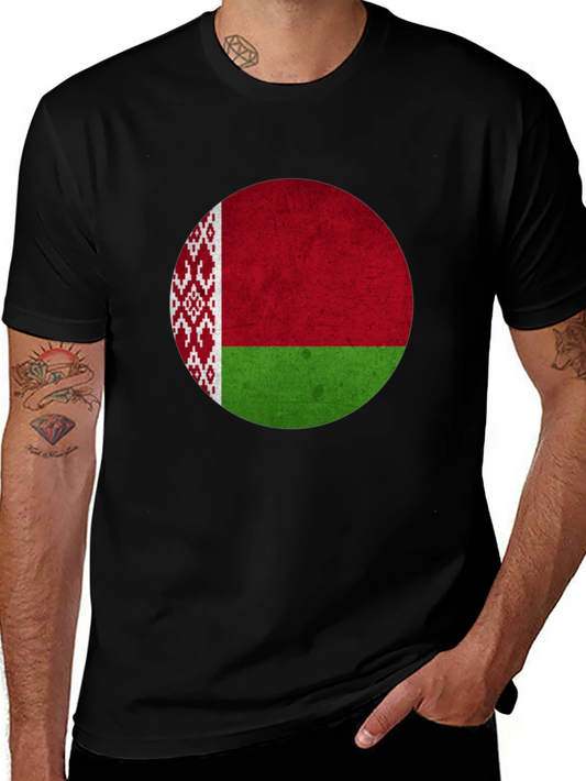 Belarus Flag Graphic T-Shirt - Mens Black Tee
