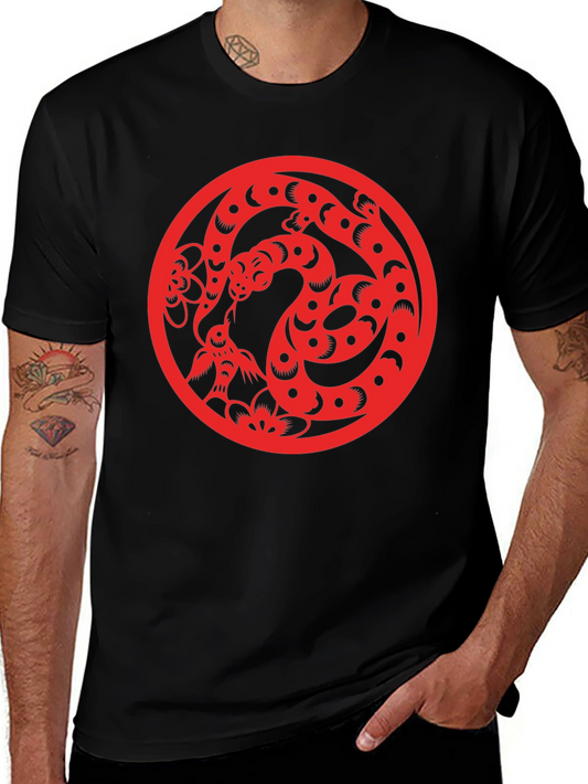 Year of the Snake Graphic Tee - Red Design on Black