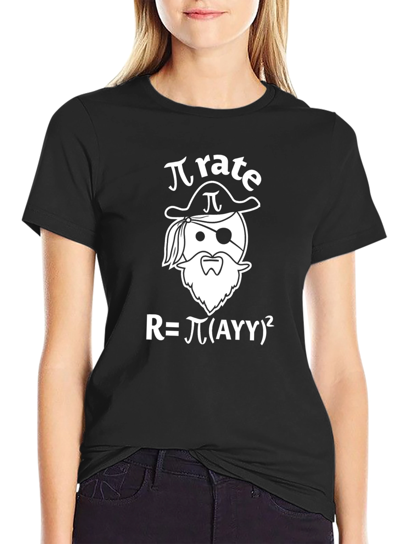 Pi-rate Funny Math Pun Black T-Shirt