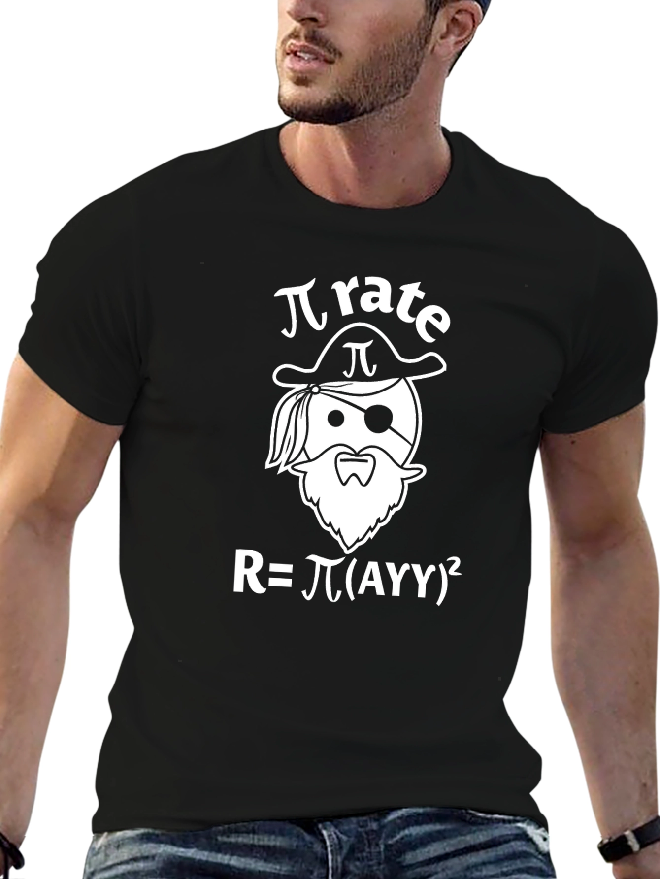Pi-rate Funny Math Pun Black T-Shirt