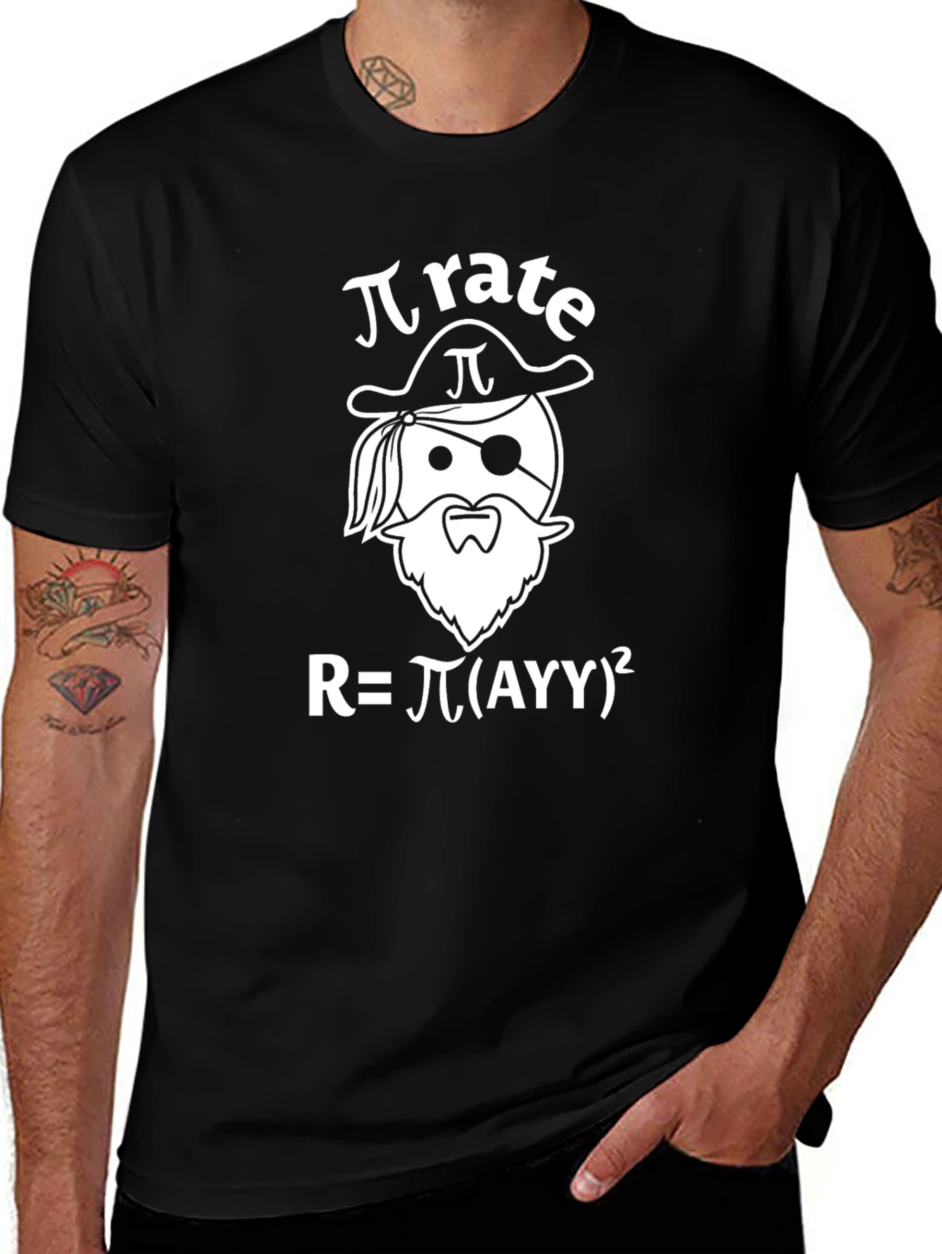 Pi-rate Funny Math Pun Black T-Shirt