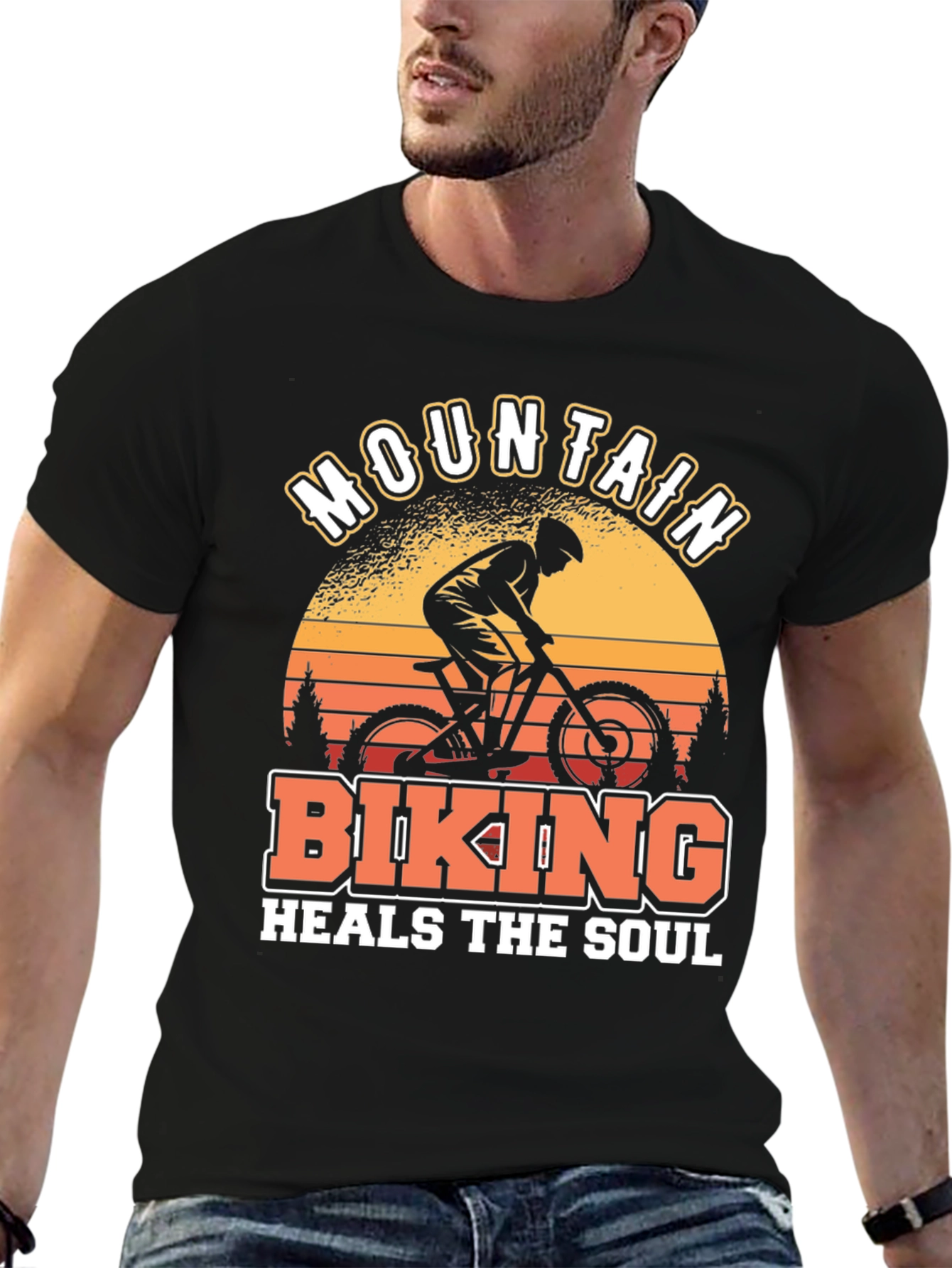 Mountain Biking Heals the Soul Black T-Shirt