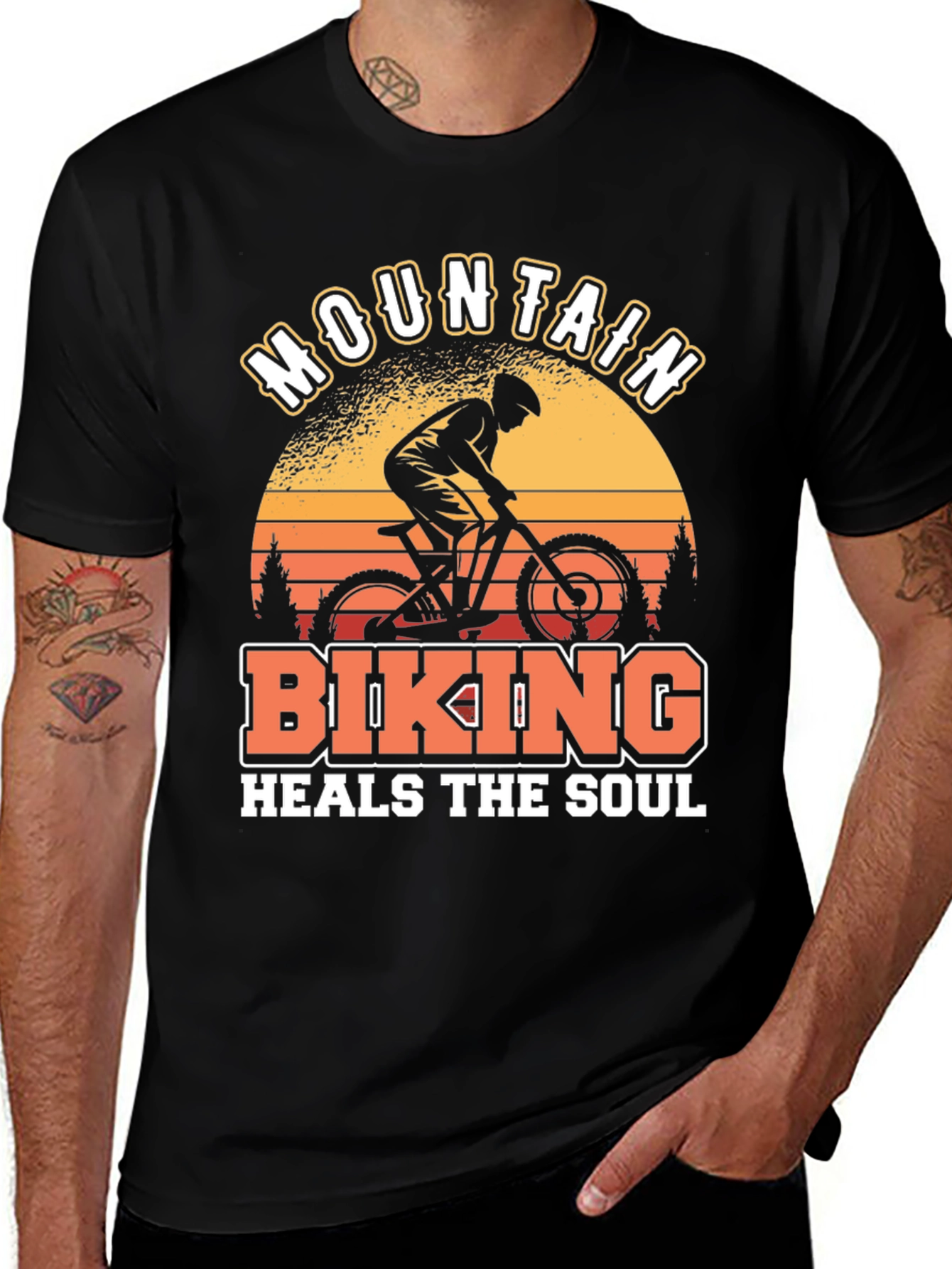 Mountain Biking Heals the Soul Black T-Shirt