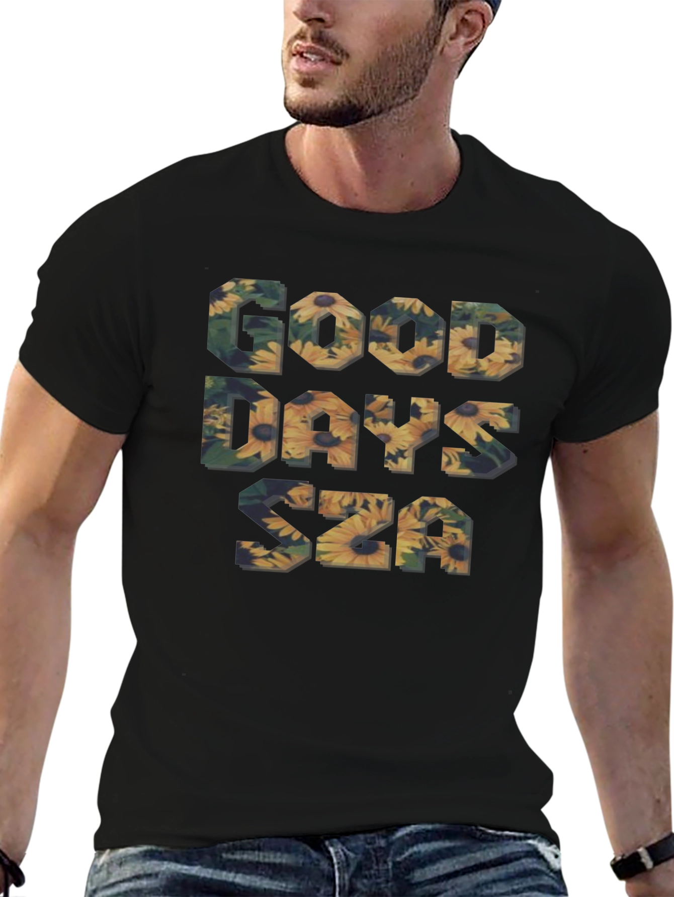 Good Days SZA Floral Graphic Black T-Shirt