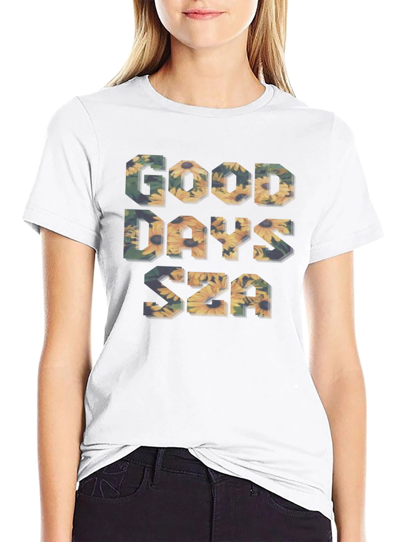 Good Days SZA Floral Graphic Black T-Shirt
