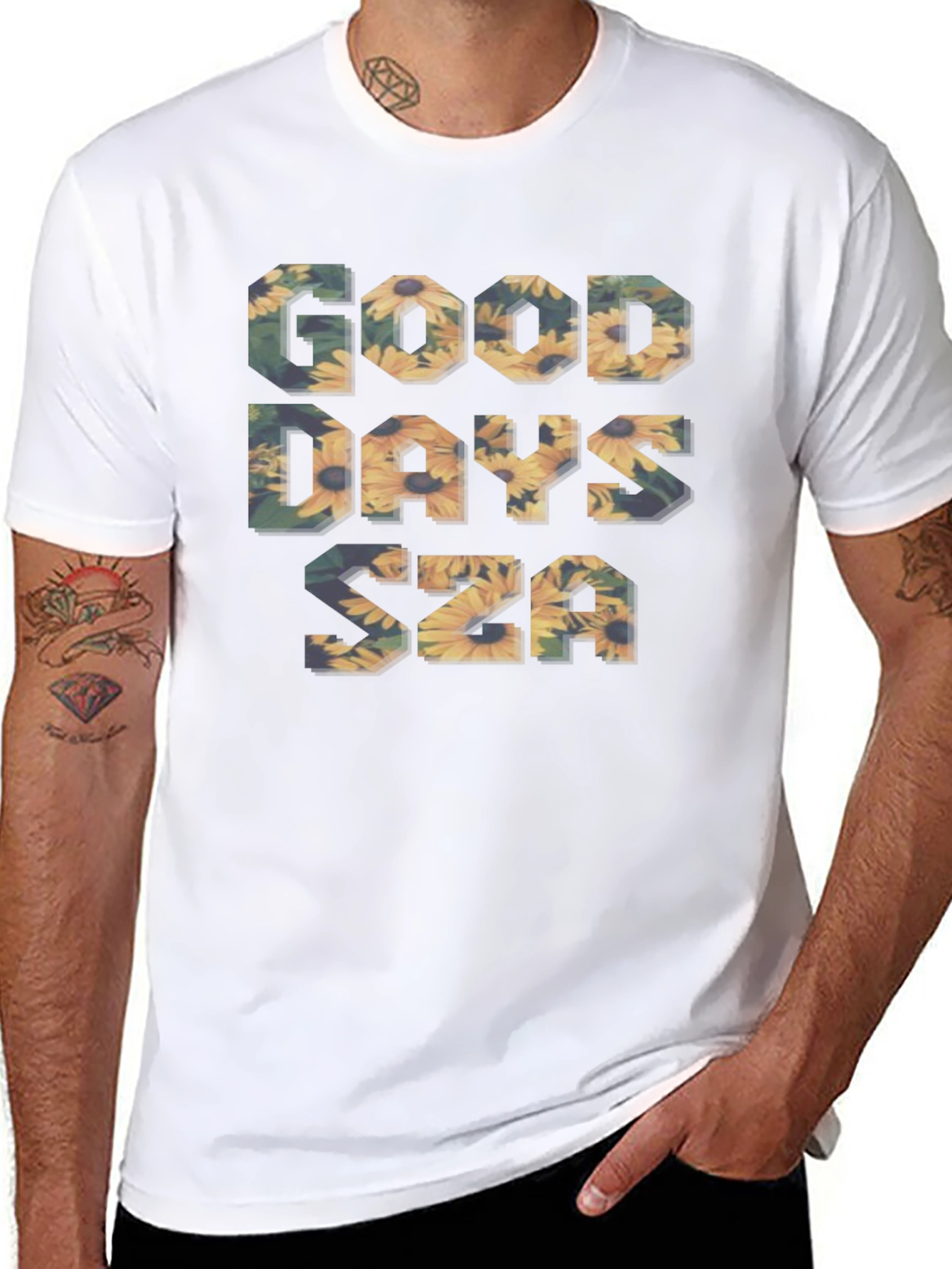 Good Days SZA Floral Graphic Black T-Shirt