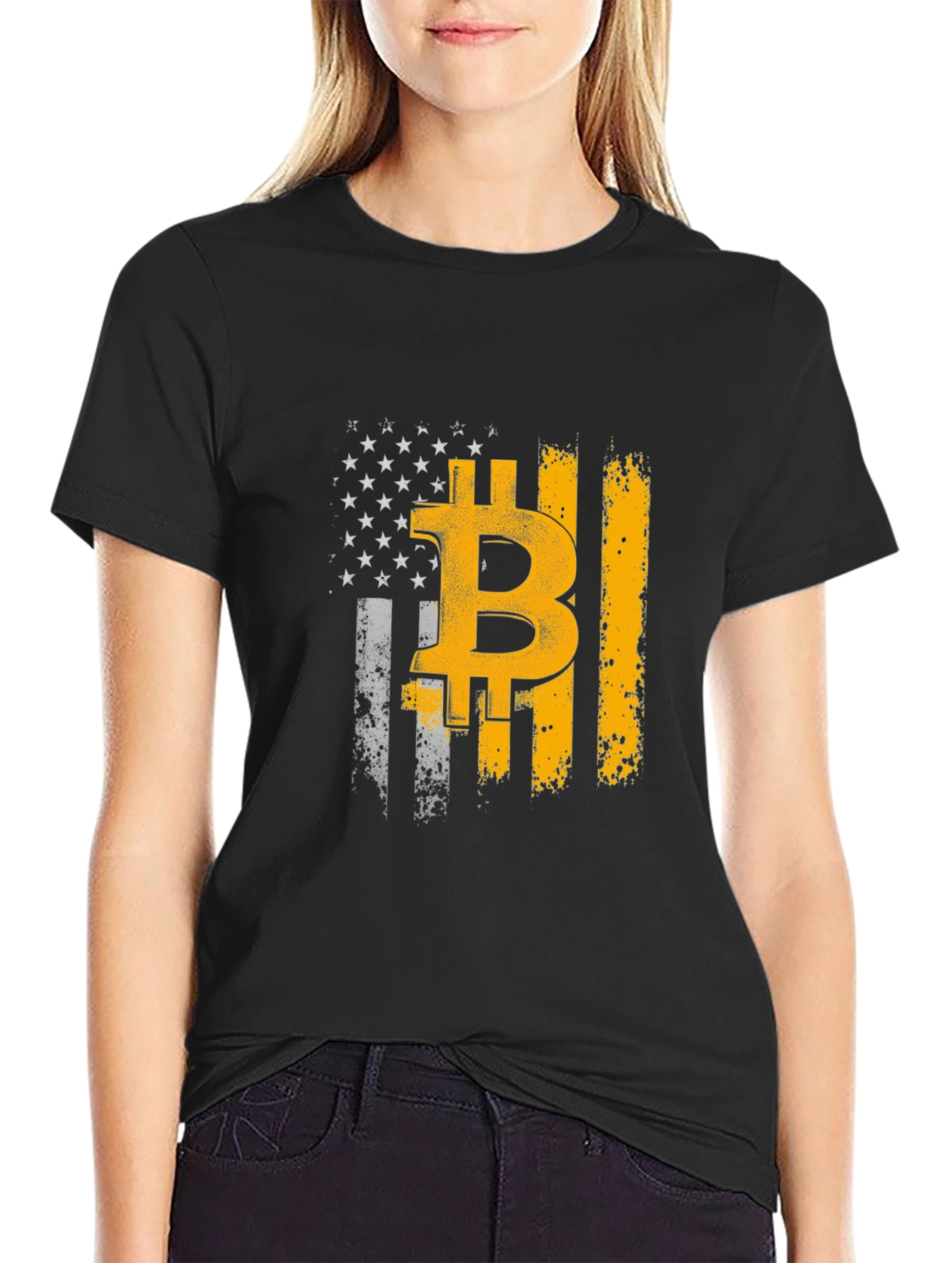 Bitcoin Flag Graphic Tee - Crypto Enthusiast Shirt