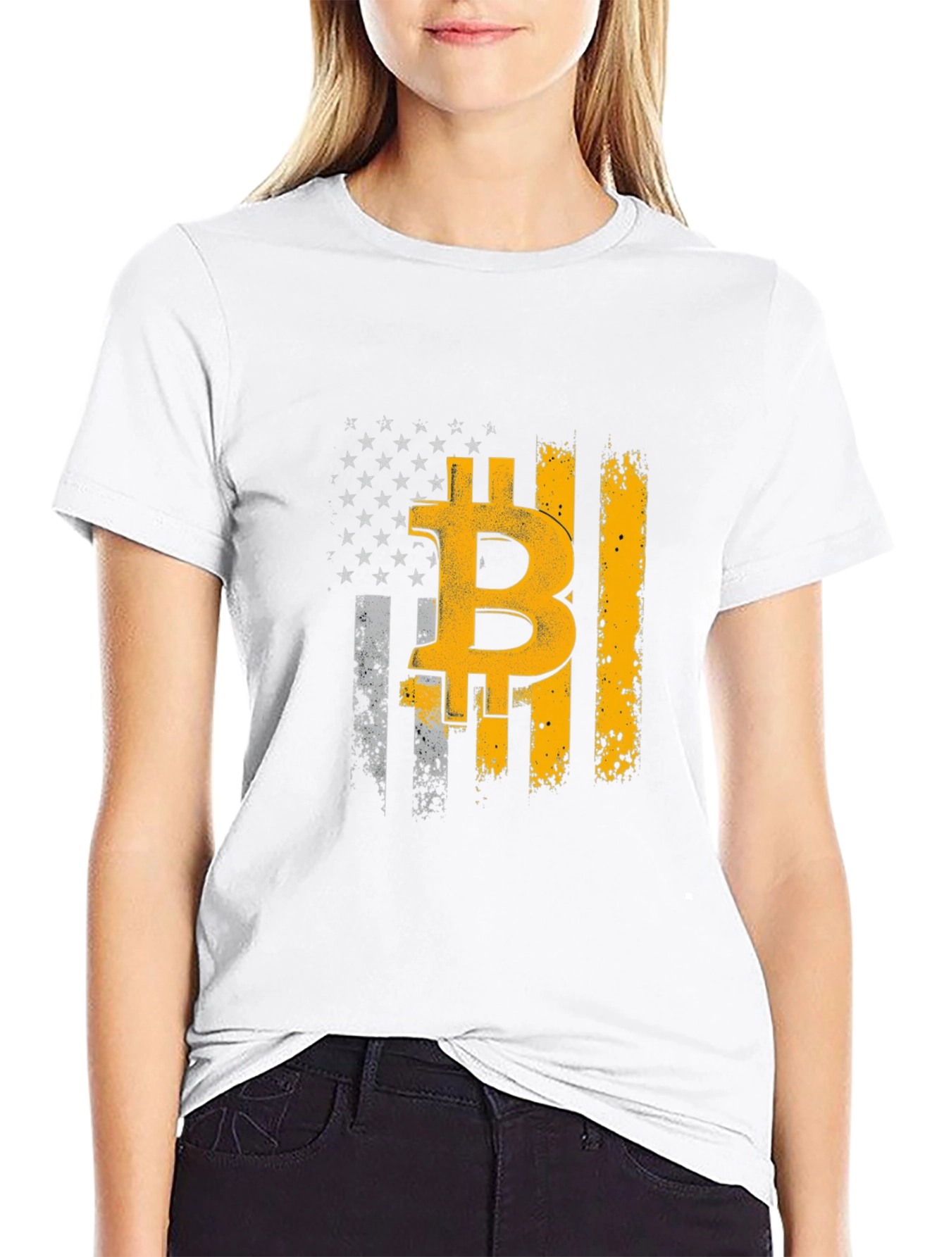Bitcoin Flag Graphic Tee - Crypto Enthusiast Shirt
