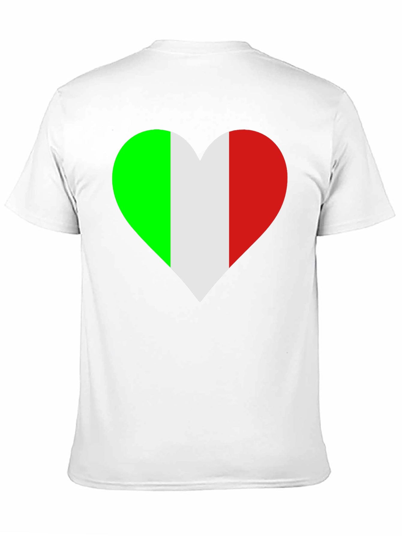 Italian Flag Heart Graphic Tee - Black Cotton T-Shirt