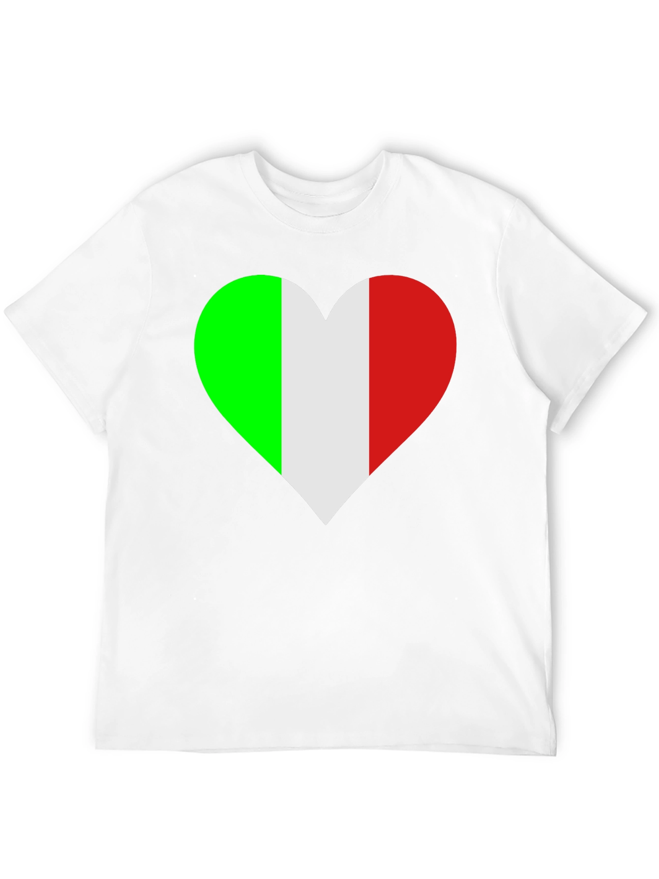 Italian Flag Heart Graphic Tee - Black Cotton T-Shirt