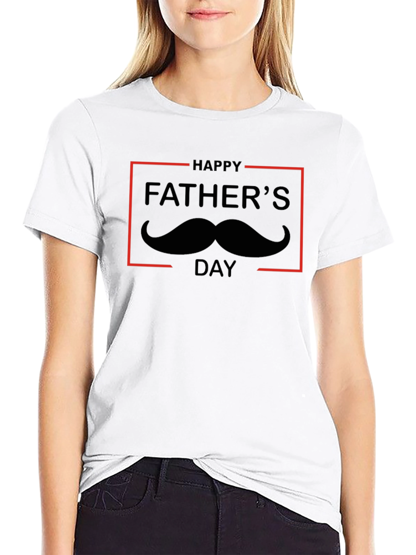 Happy Fathers Day T-Shirt with Mustache Design