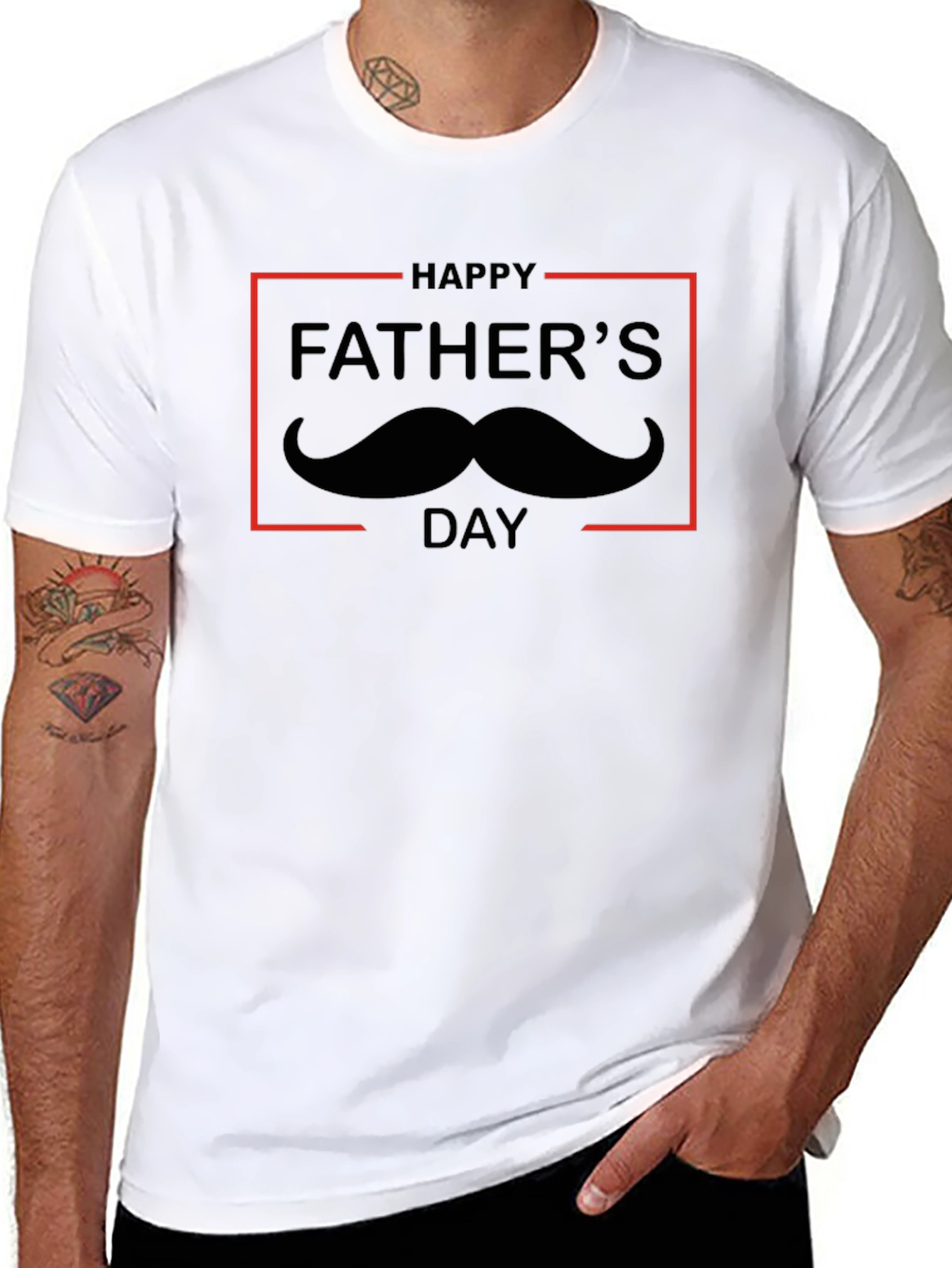 Happy Fathers Day T-Shirt with Mustache Design