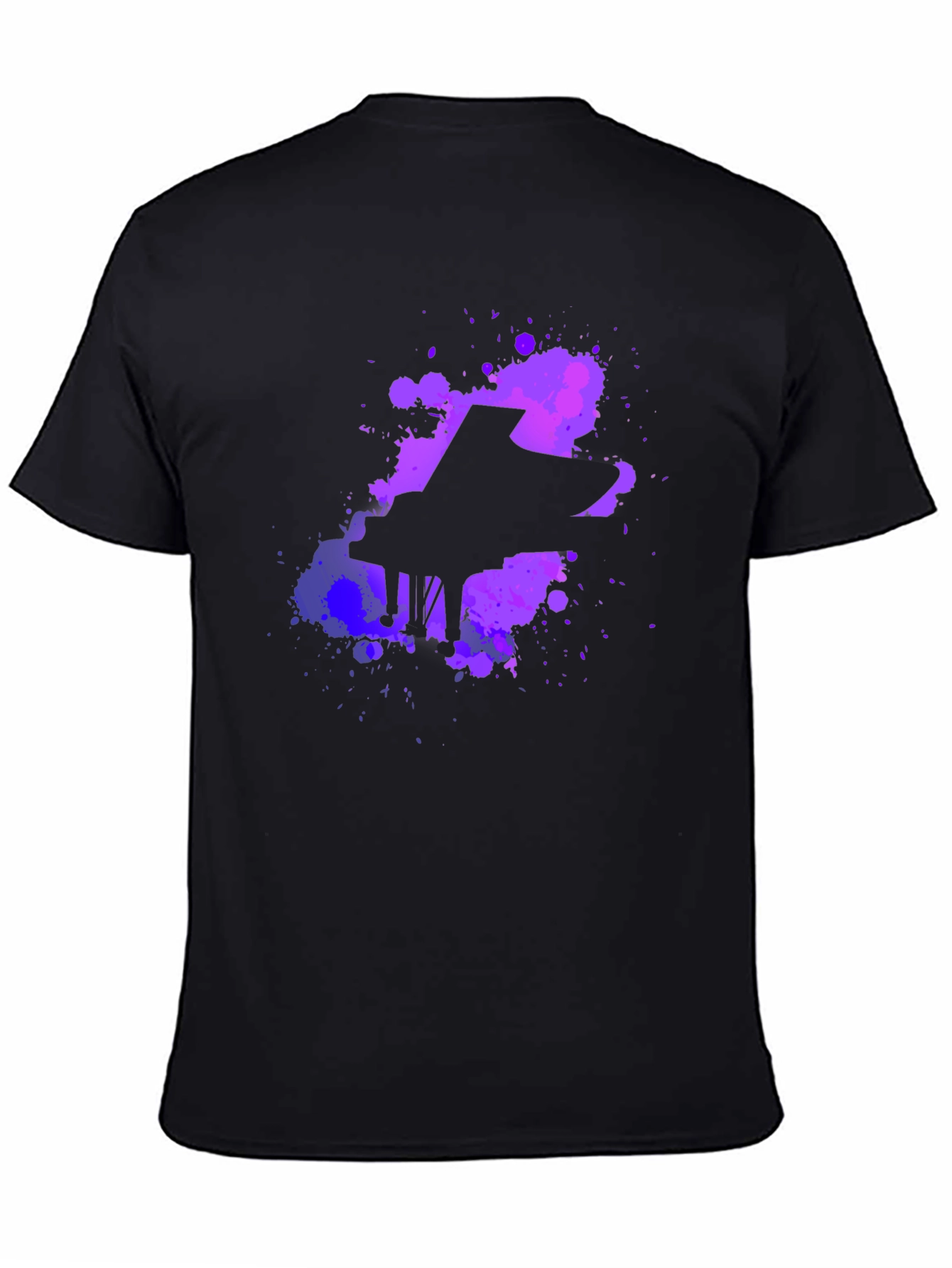 Piano Paint Splatter Graphic Tee - Black