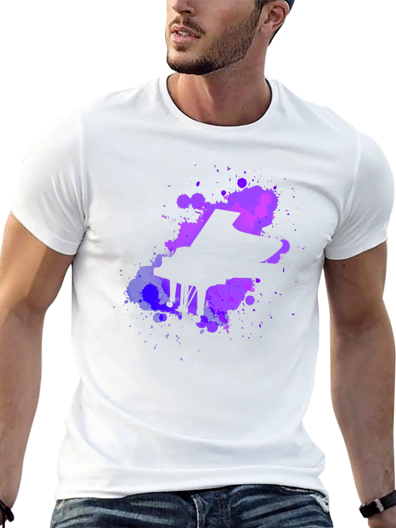Piano Paint Splatter Graphic Tee - Black